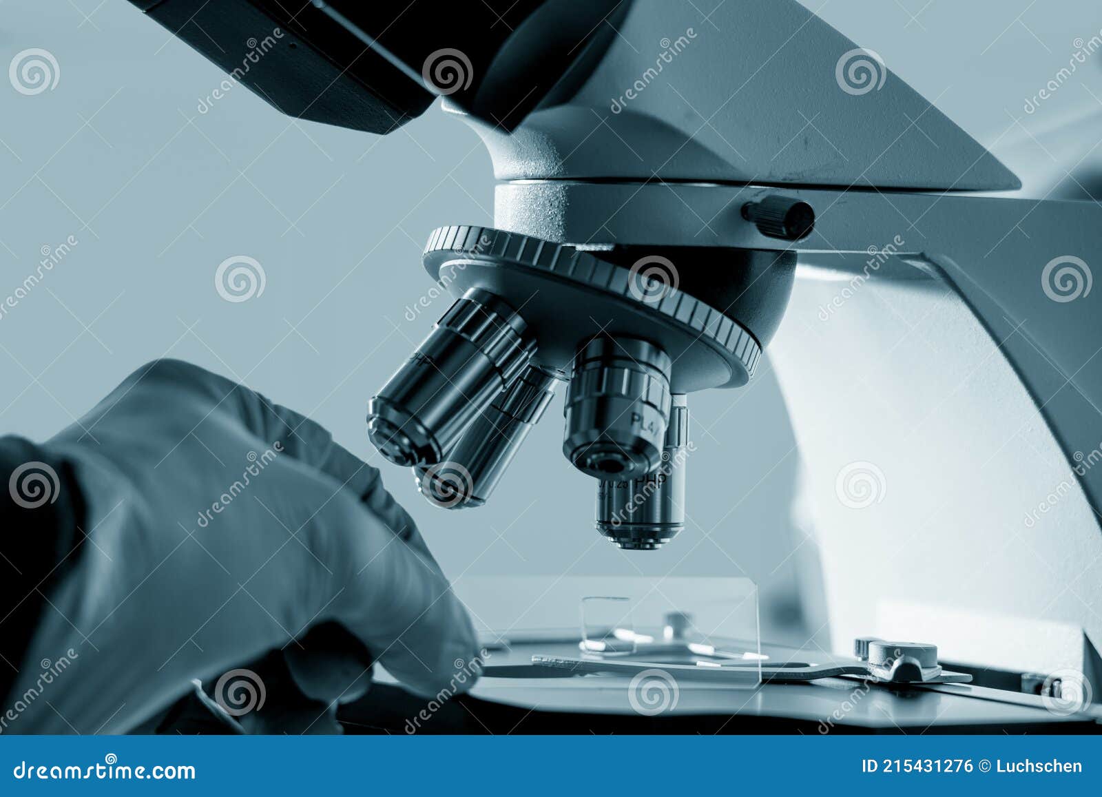 Lame De Verre Avec Un Tissu à La Main Et Un Microscope Scientifique.  Dépistage De La Biopsie En Laboratoire Médical Image stock - Image du  microscope, médecin: 217918313