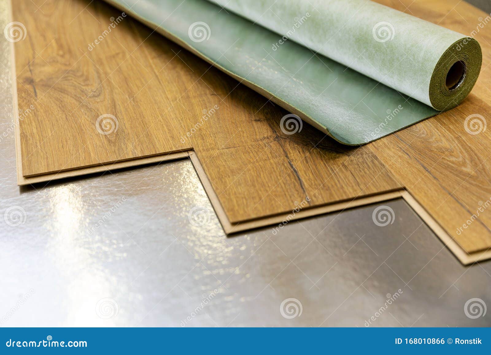 Laminate Floor Installation On Foil Underlay Stock Photo Image