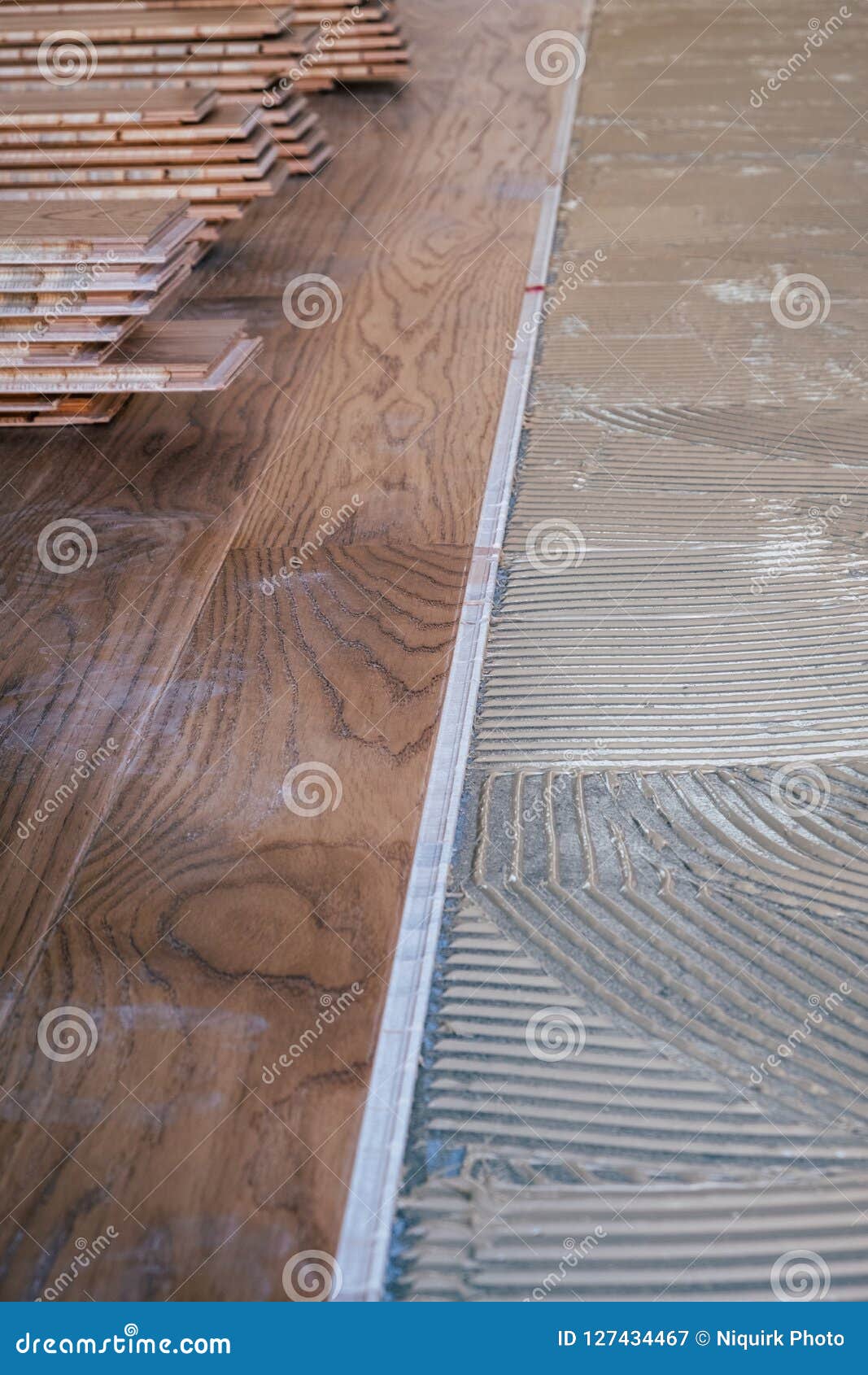 Laminated Wooden Boards Instalaltion Stock Image Image Of