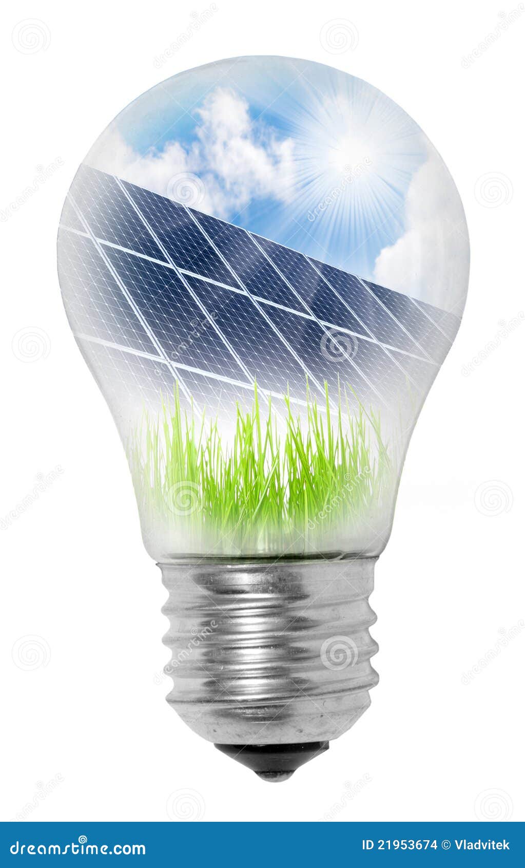 Lamp Bulb With Solar Panels. Stock Illustration - Illustration of