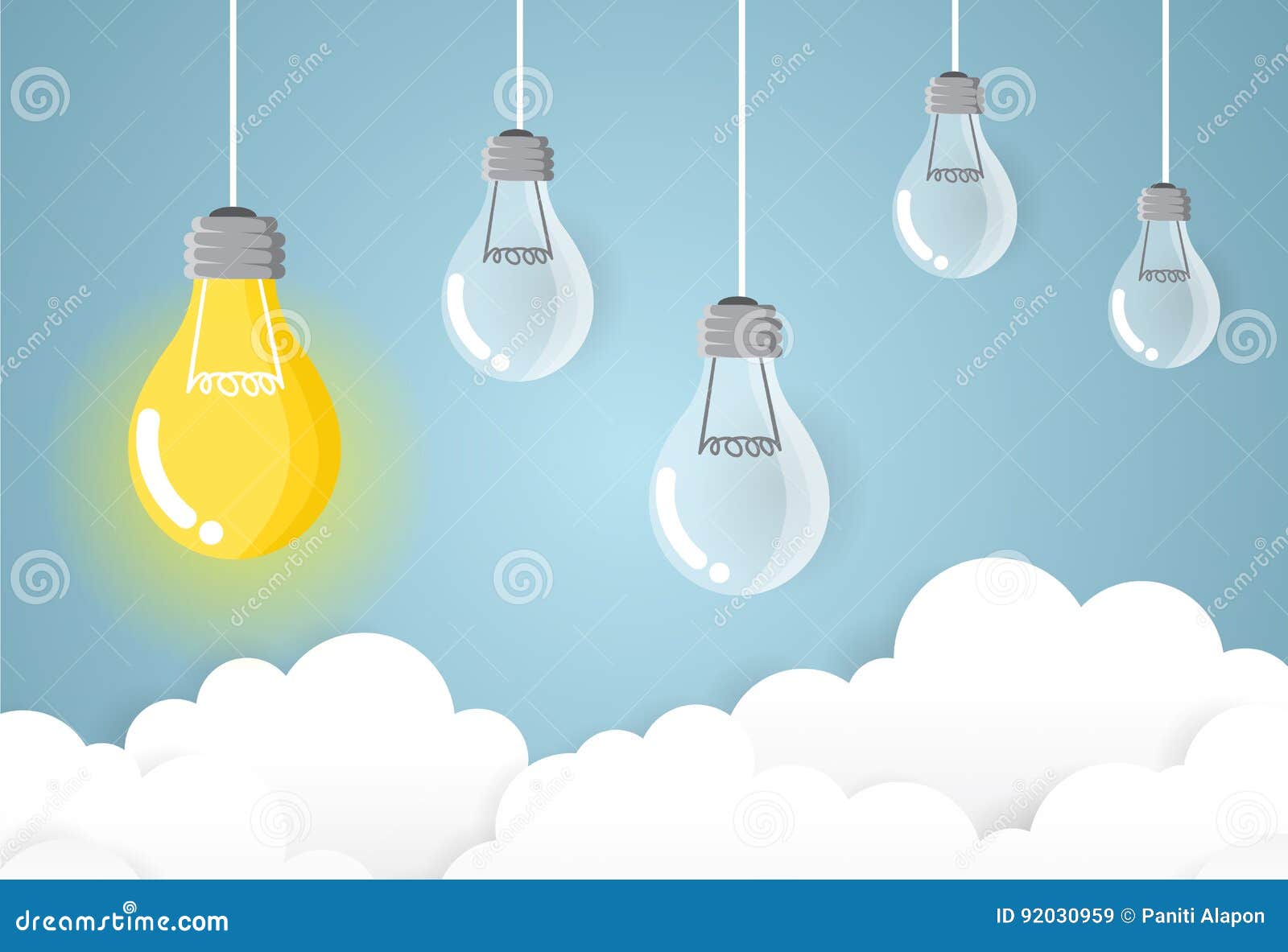 Lamp Business on Sky Success Modern Idea and Concept Stock Vector