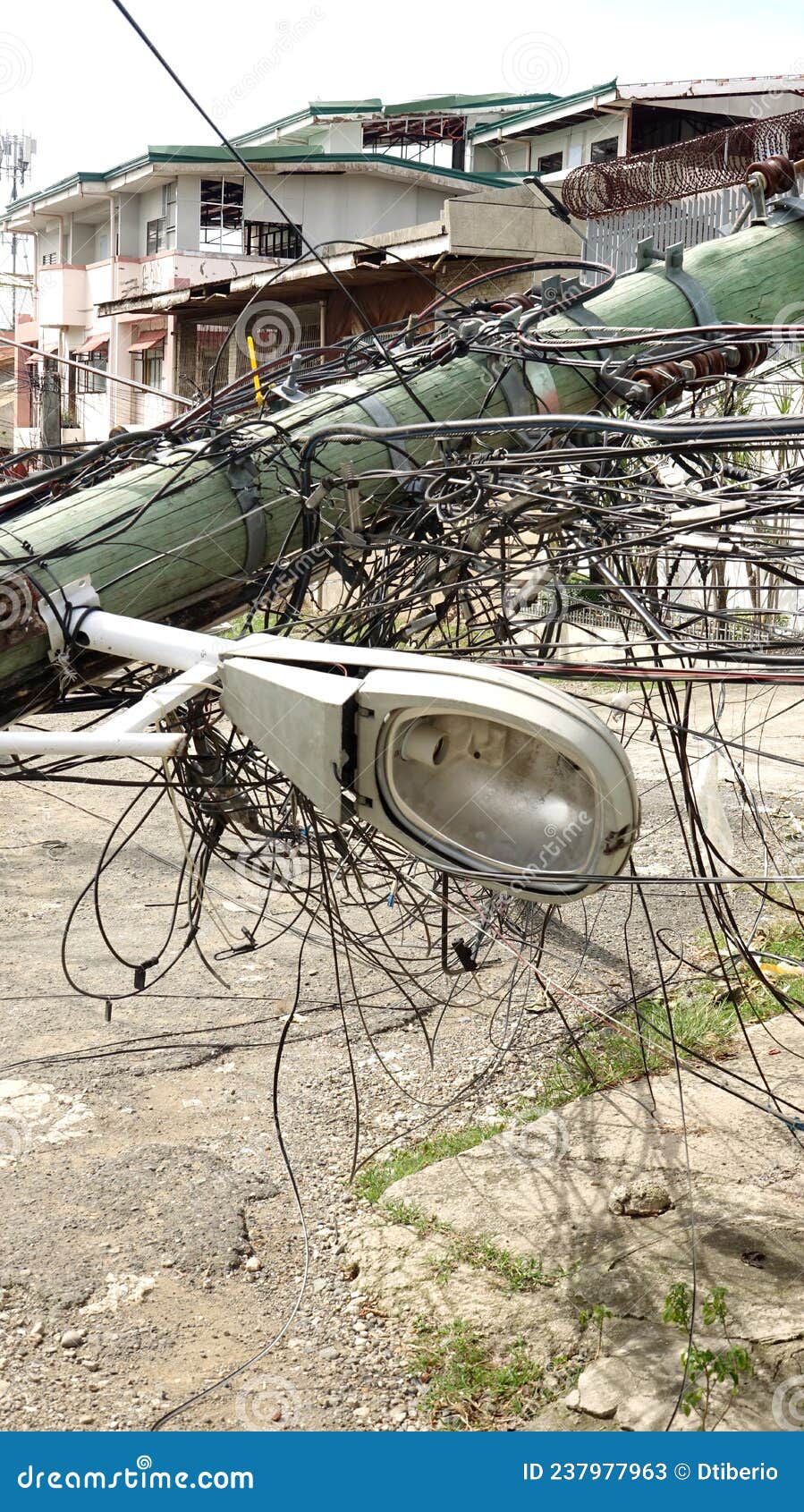 A Lamp from Fallen Telephone Pole Editorial Stock Photo Image of