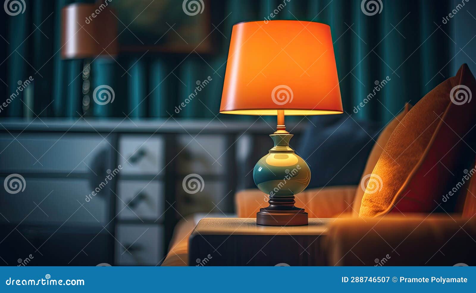 Lamp in Living Room. Idea for Interior Design Stock Illustration