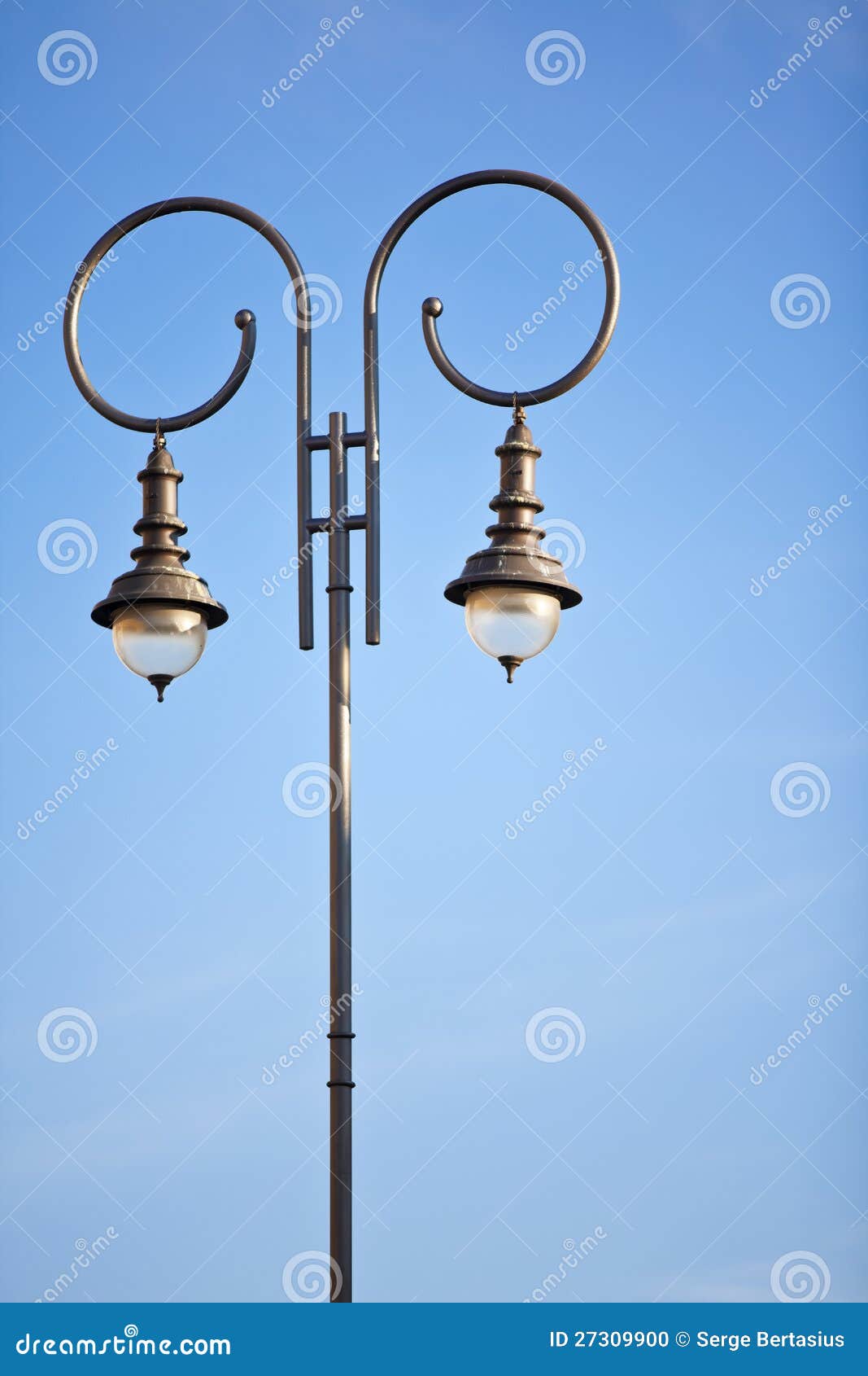 Lamp Post Against Clear Blue Sky Stock Photo Image of lantern, design