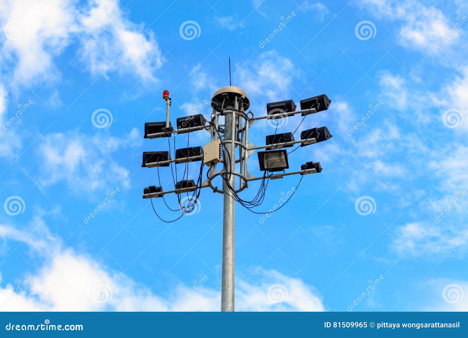 Lamp Post of Spotlights Airport Stock Image Image of pole, baseball