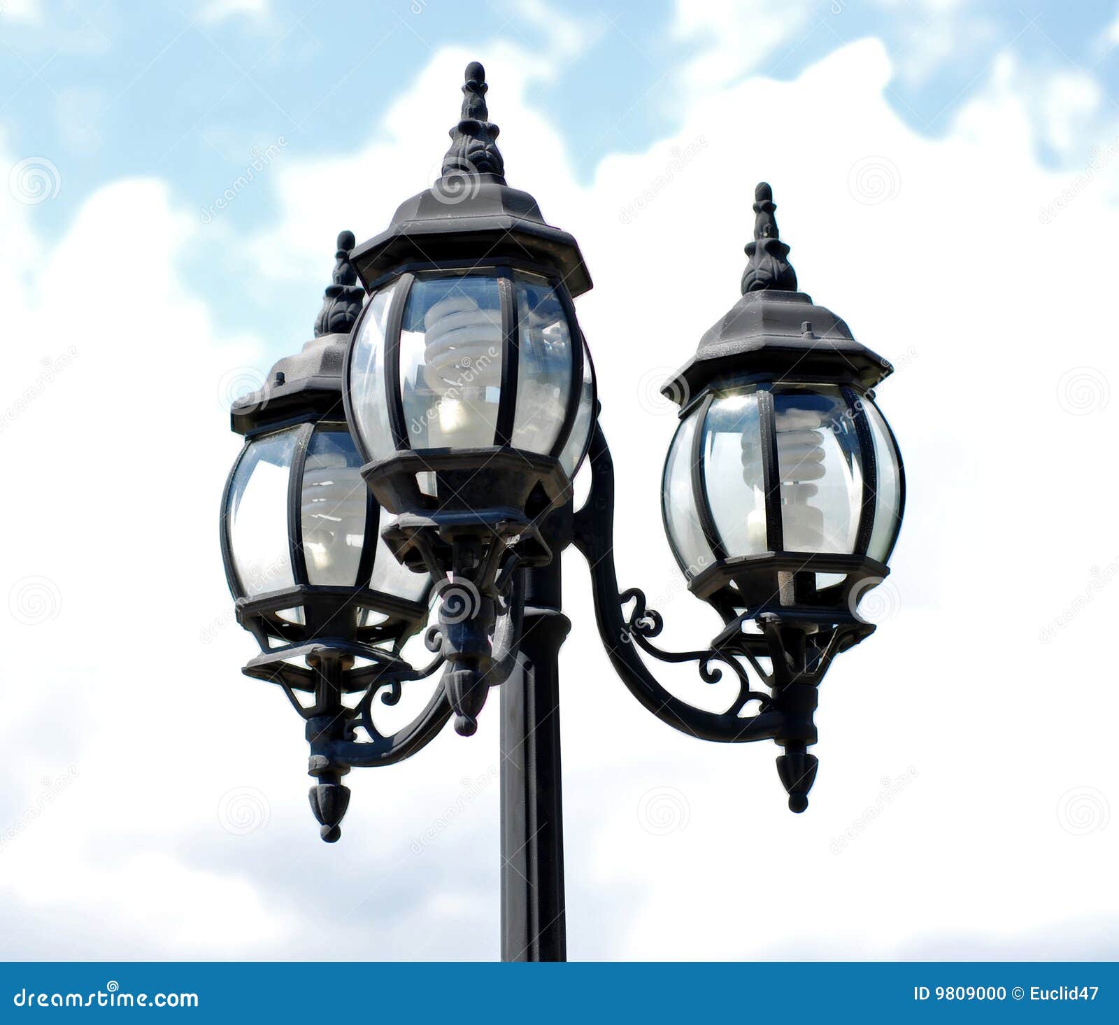 Lamp Post With Three Lights Stock Photo - Image: 9809000