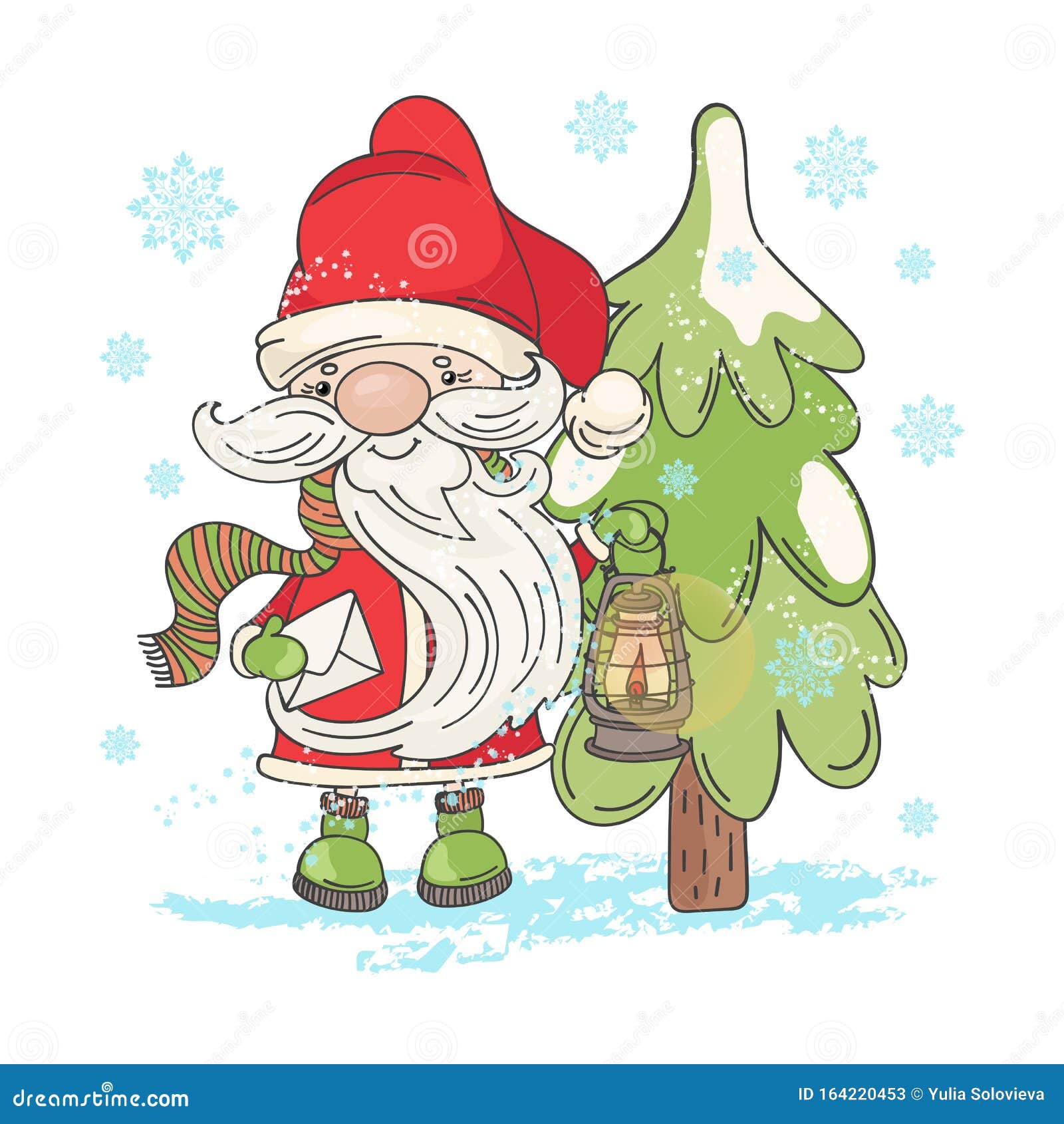 lamp santa merry christmas cartoon   set