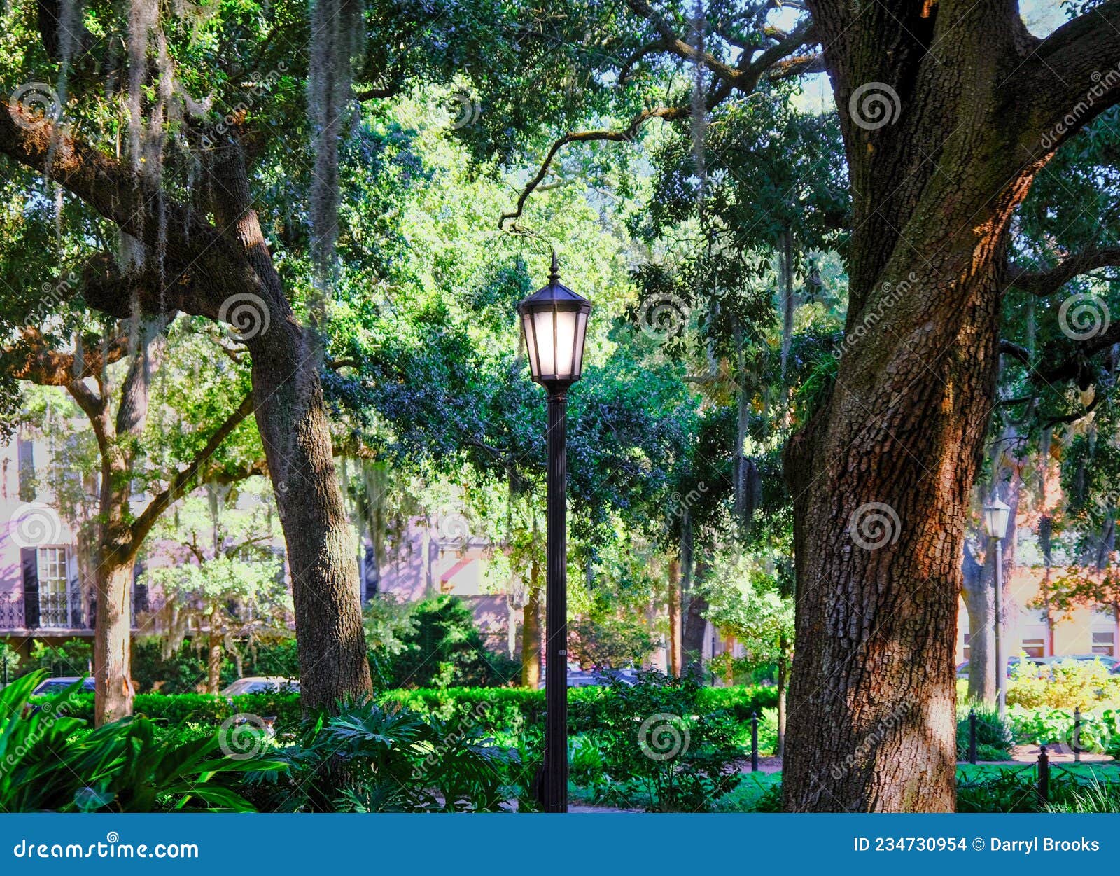 Lamp in Savannah Square stock photo. Image of lowcountry 234730954