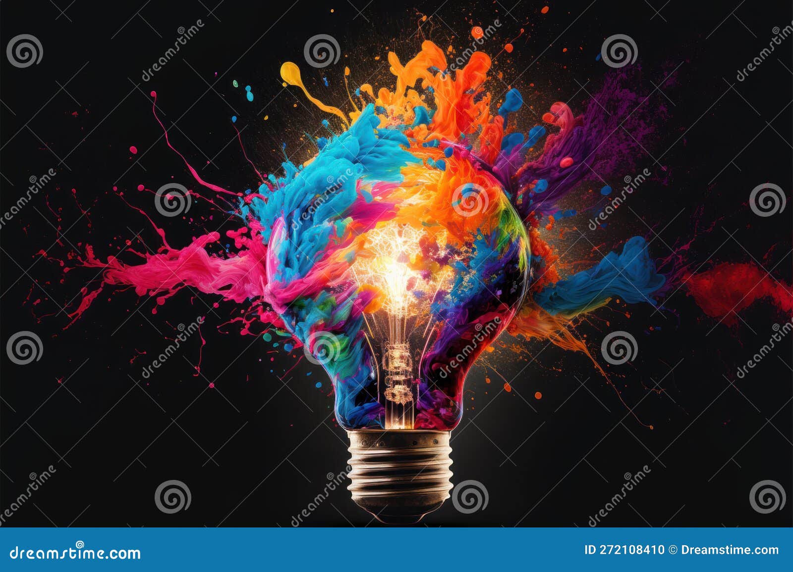 creativo leggero lampadina esplode con spruzzi di multicolore dipingere su  un' buio sfondo. ai generato 25471094 Stock Photo su Vecteezy