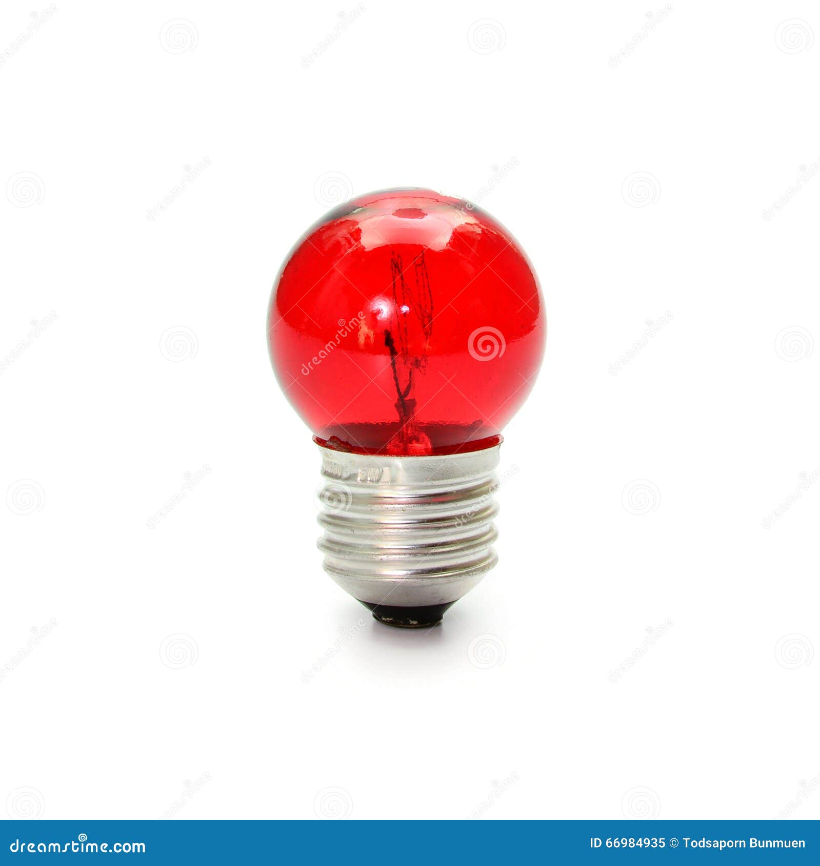 Lampadina della luce rossa isolata su fondo bianco