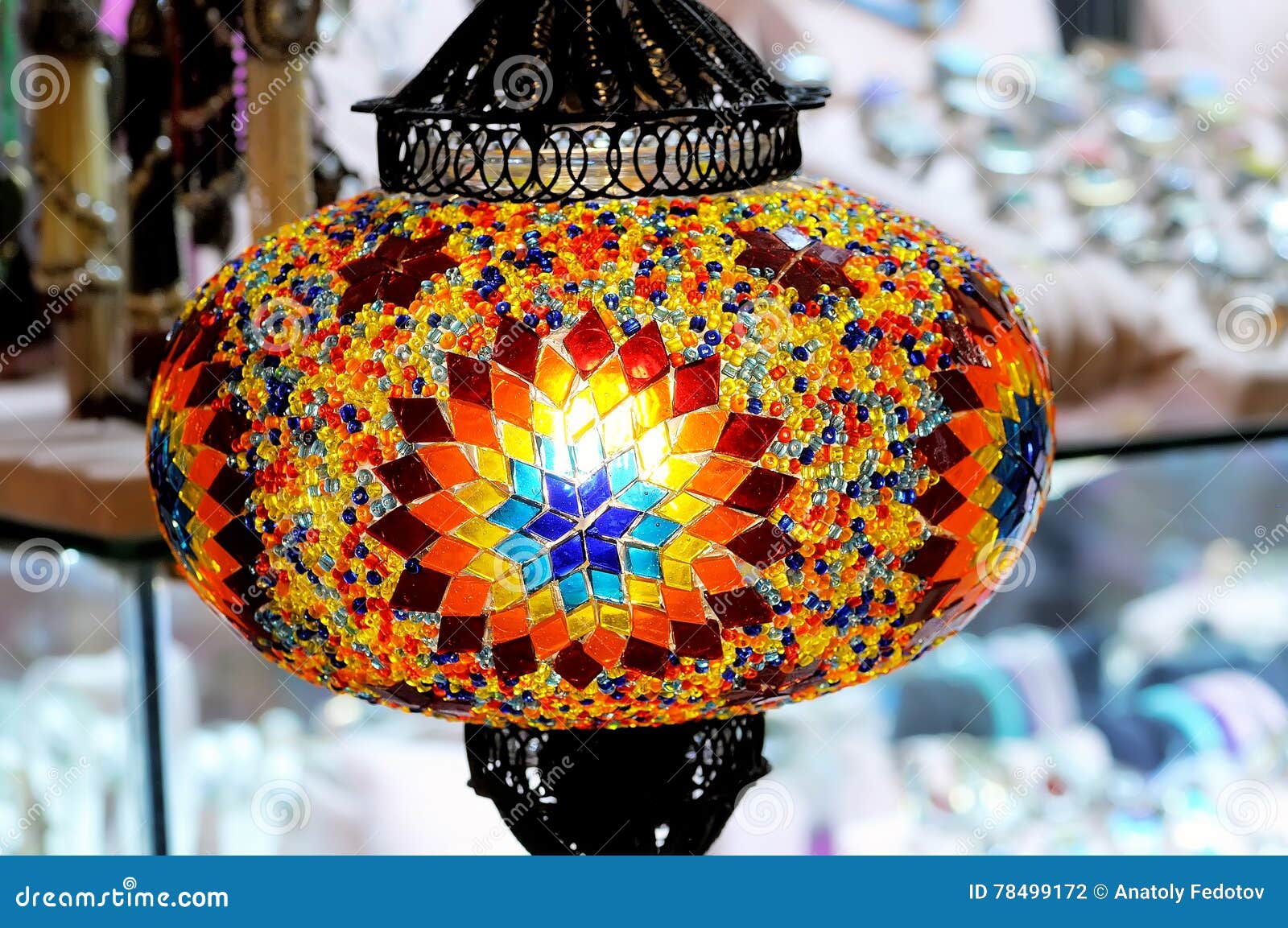 Lampe en verre ethnique multicolore