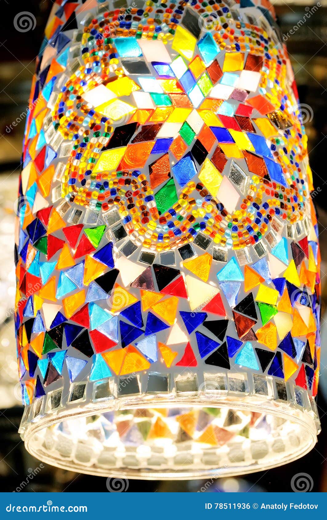 Lampe en verre ethnique multicolore