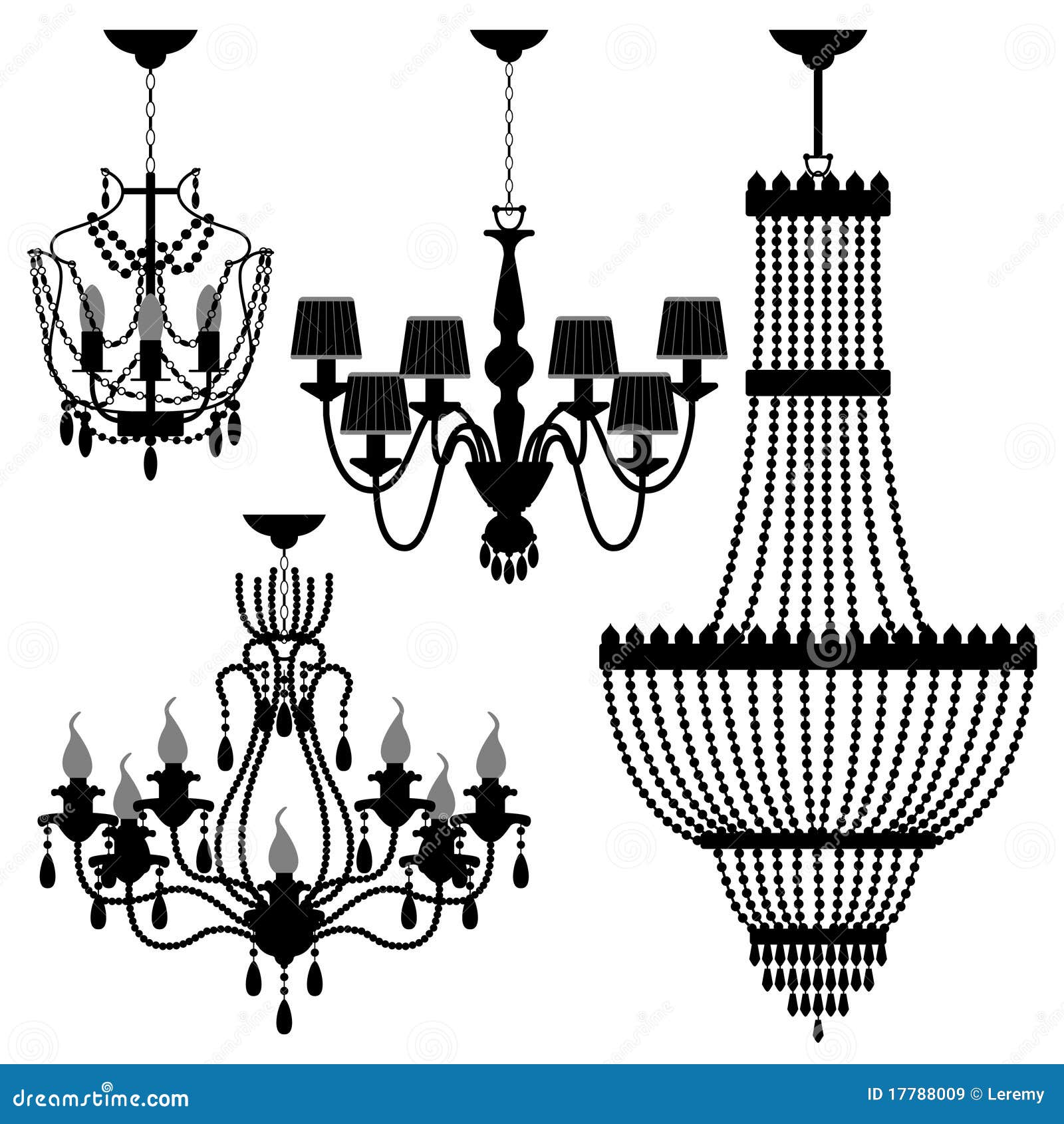 Lampe Noire De Lumière De Silhouette De Lustre Illustration De Vecteur