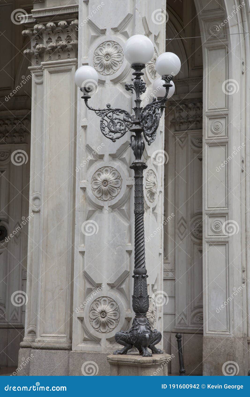 lamppost outside risparmio building, bologna