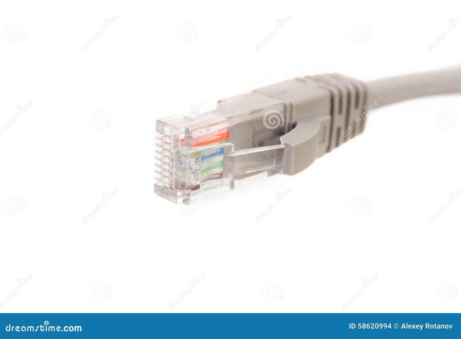 LAN Cable CAT5E with RJ45 Head for Computer Network Stock Photo Image