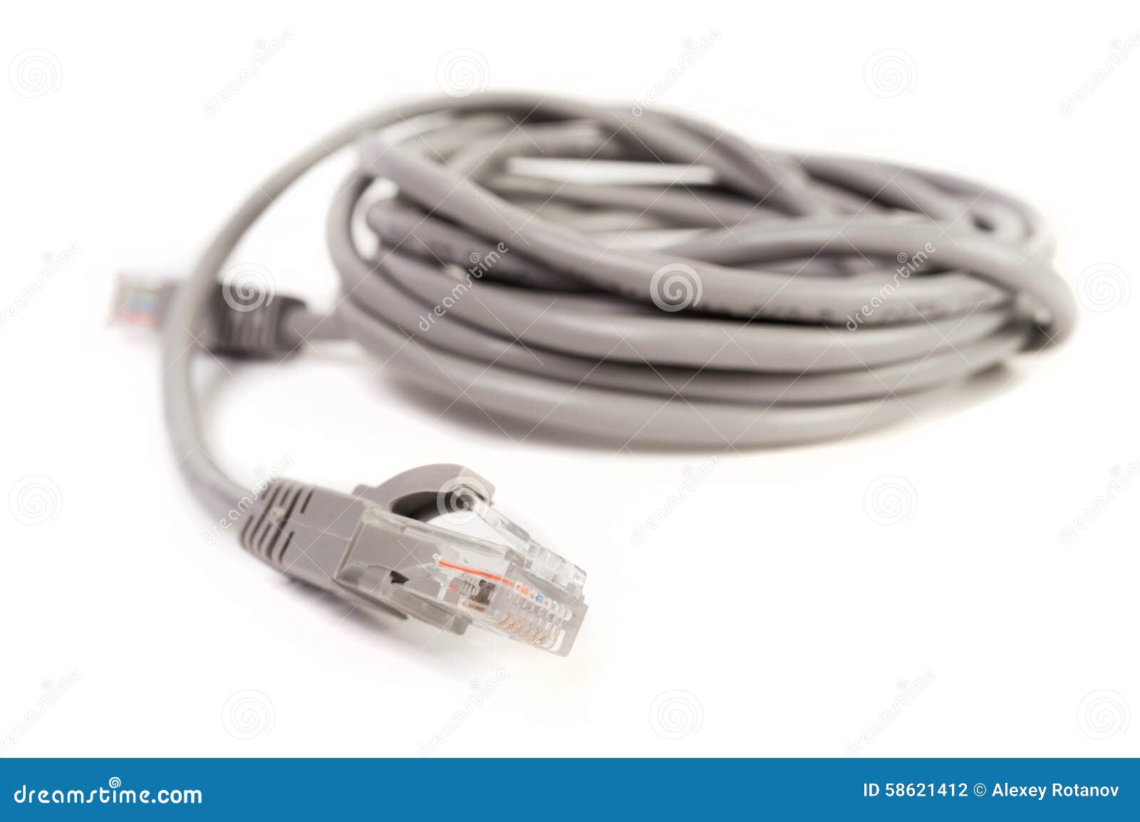 LAN Cable CAT5E With RJ45 Head For Computer Network Stock Photo Image