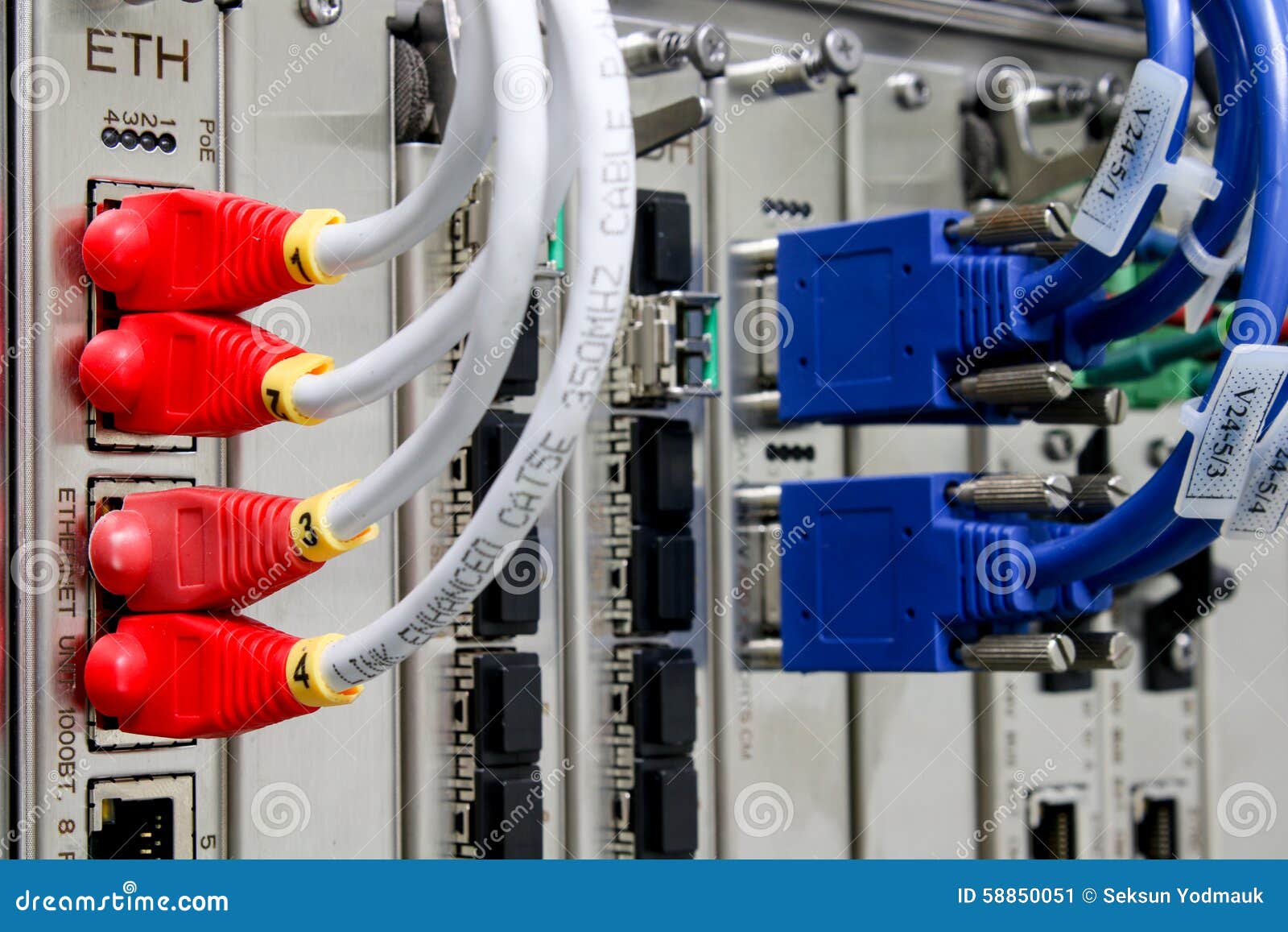 Lan Cable Plug in Device Rack Stock Image Image of rack