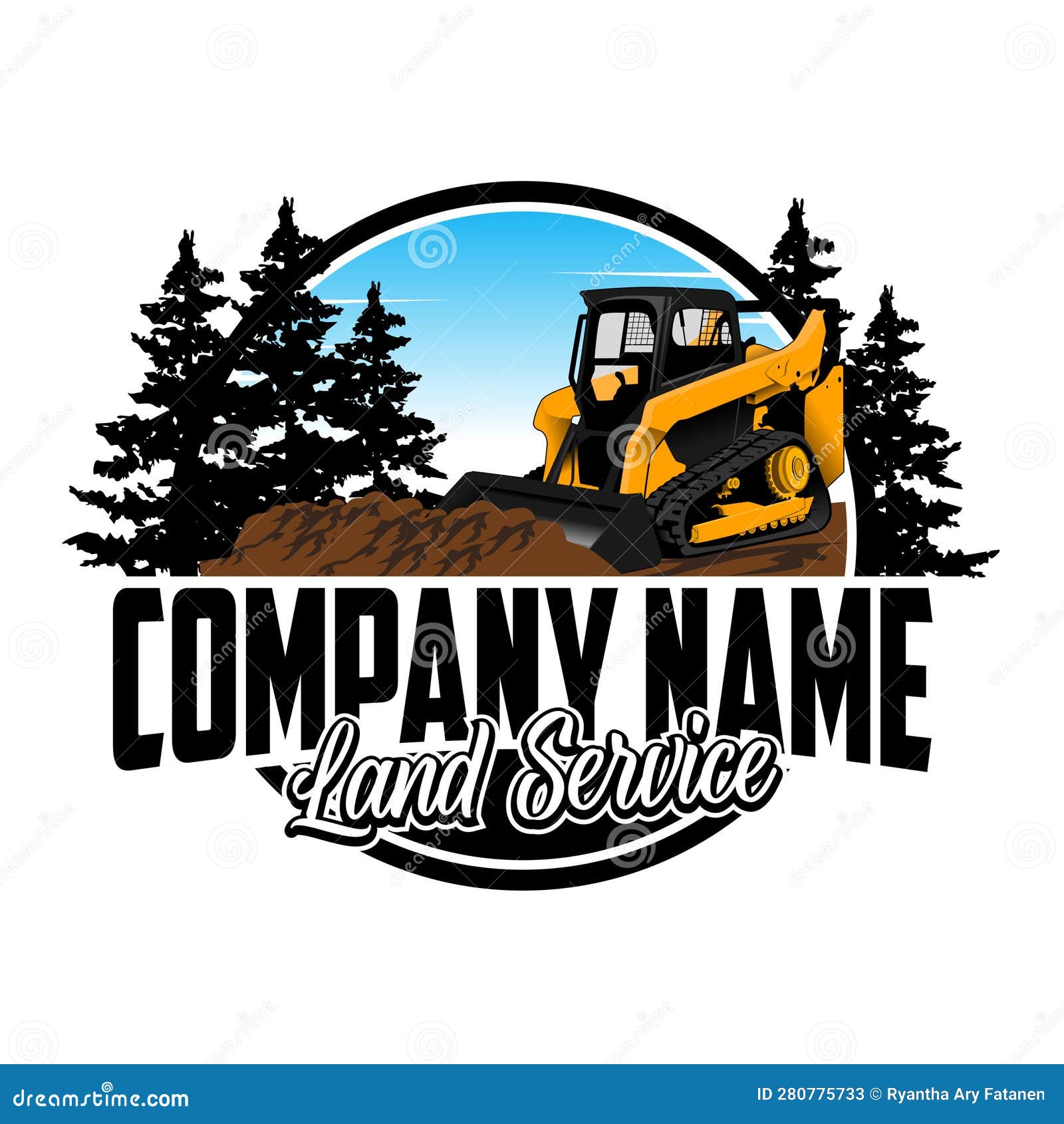 Land Service or Land Clearing Company Logo Stock Vector Illustration