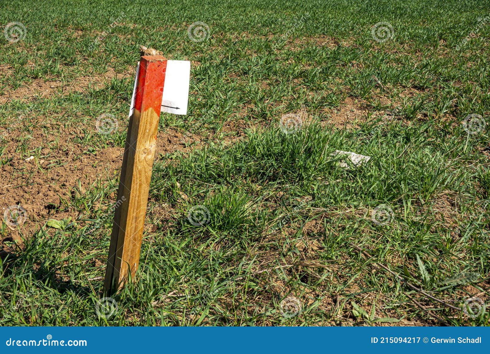 Boundary Post and Boundary Stone in the Field Stock Image Image of