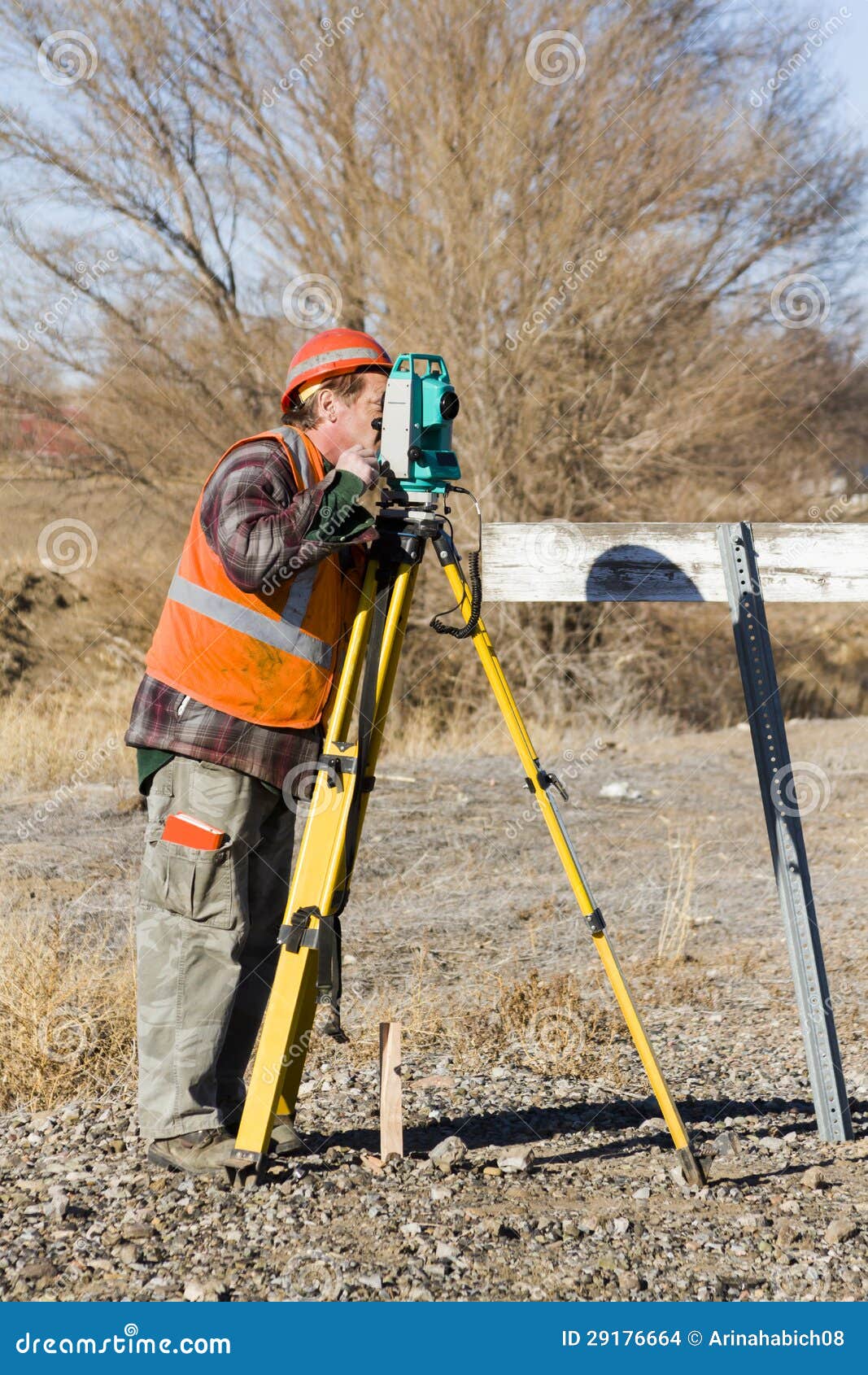 Land surveyors editorial stock image. Image of male, construction