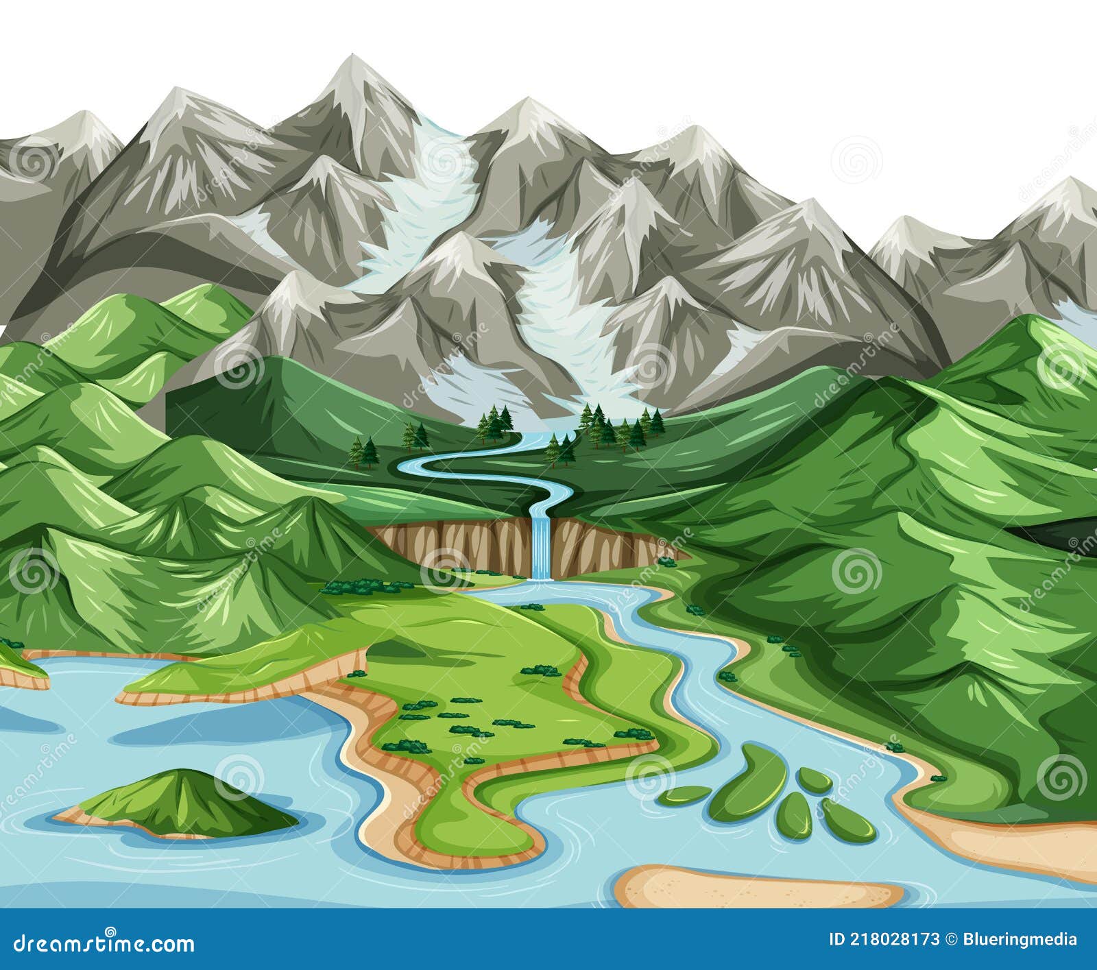 Land and Water Geography Landscape Stock Vector - Illustration of ...