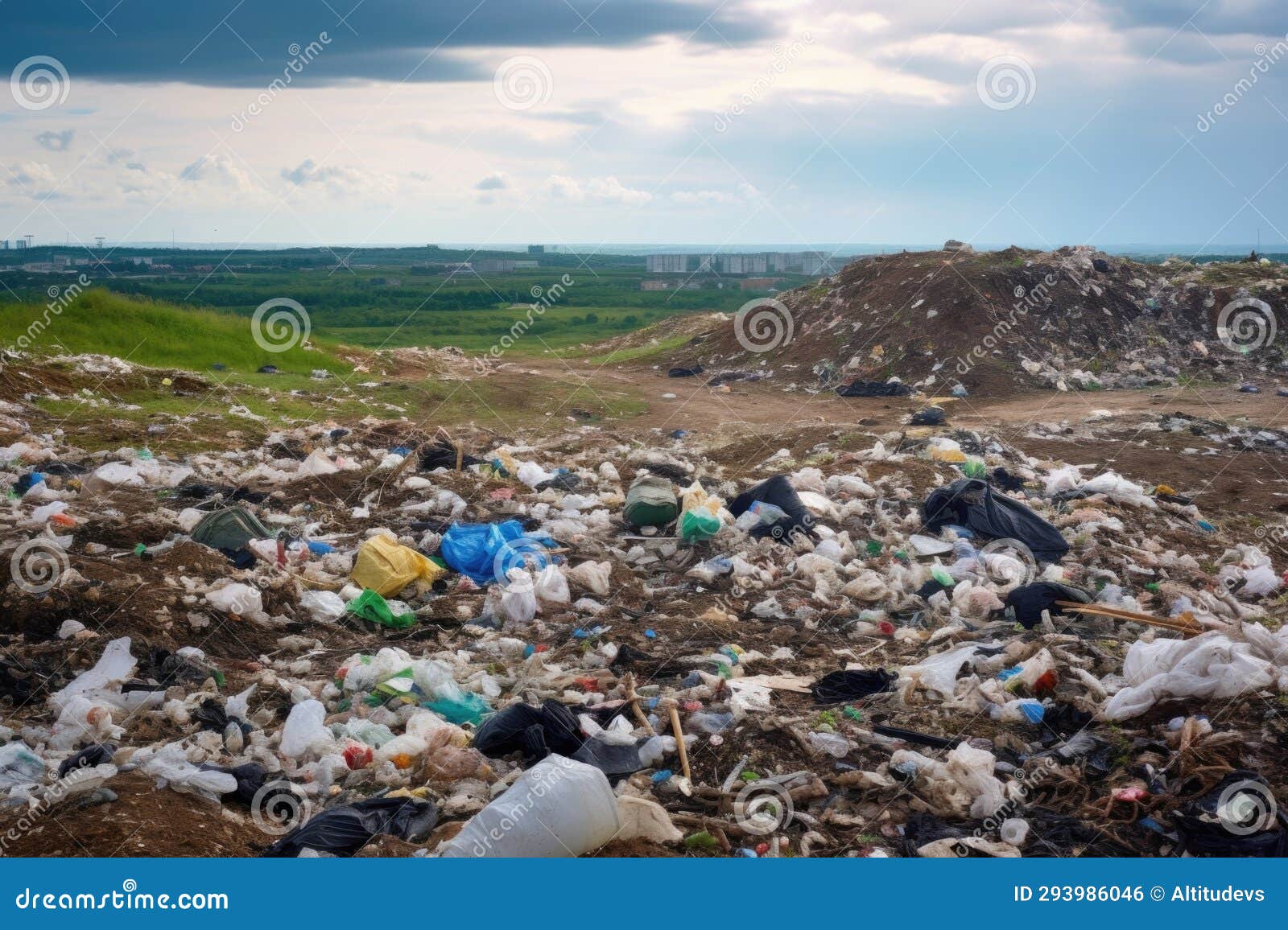 A Landfill Site Filled with Nonbiodegradable Waste and Plastics Stock Photo Image of