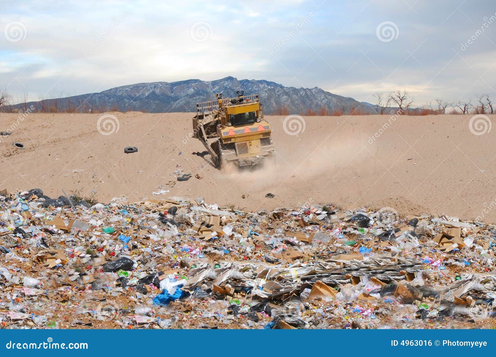 Landfill And Tractor In Desert Royalty Free Stock Image Image 4963016