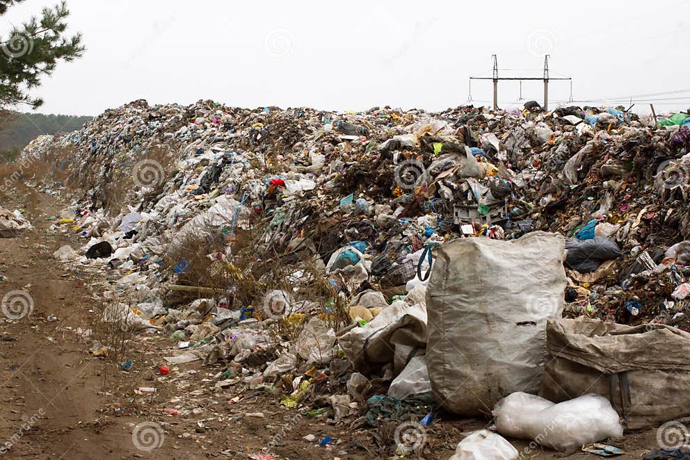 Landfill in Ukraine, Piles of Plastic Dumped in . the Roads Along