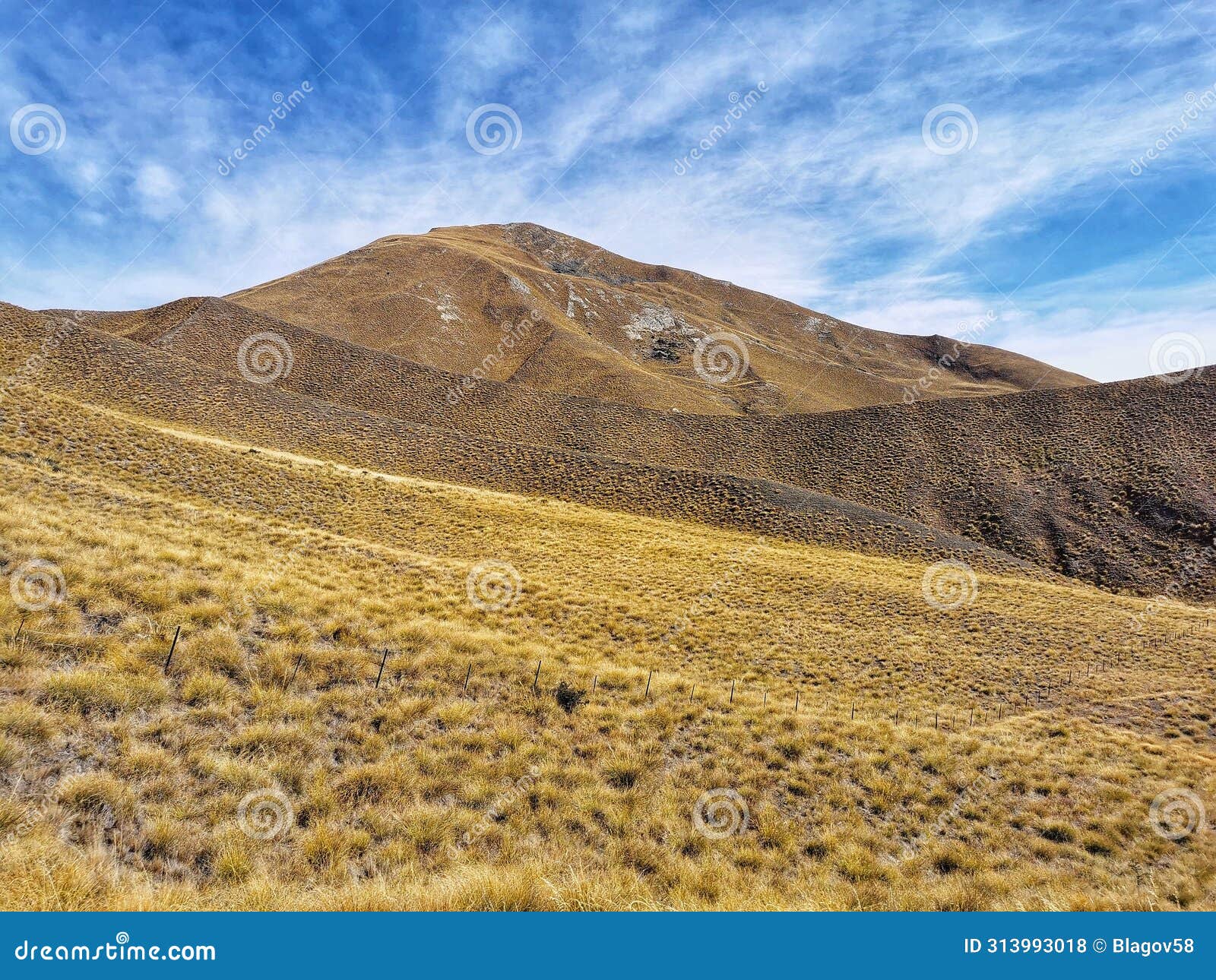 landforms of mountains at lindis pass on the south island of new zealand