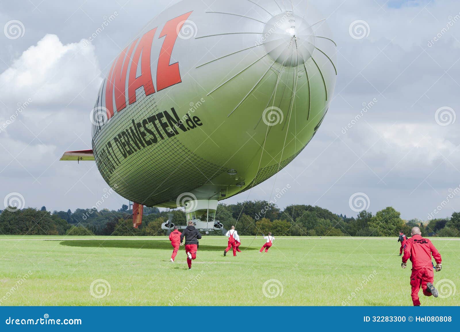 Zeppelin Landing, Airship Landing on Meadow Editorial Image Image of