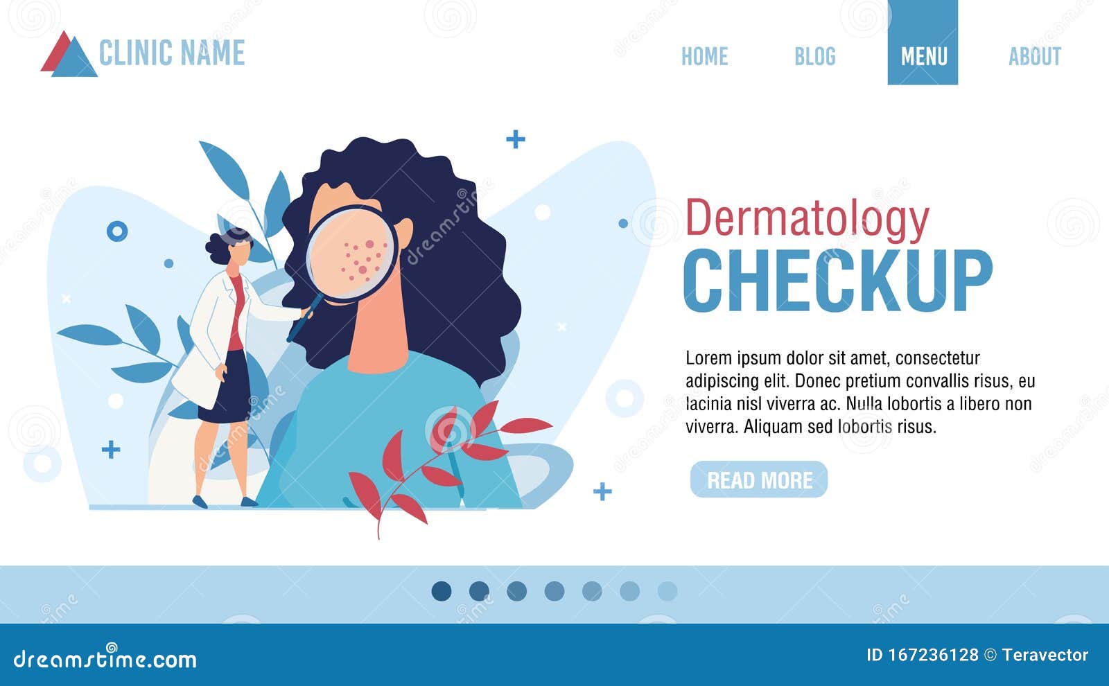 flat landing page advertising dermatology checkup