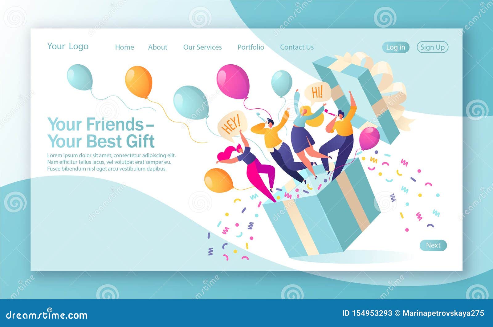concept of landing page on birthday celebrations theme.