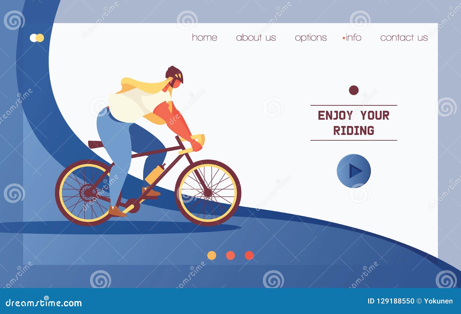 Landing Page for Bicycle Shop or Cycling Movement with Flat Blonde ...