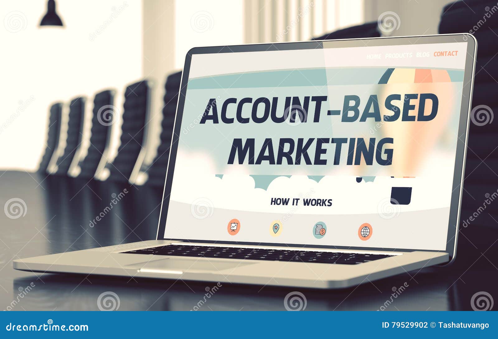 landing page of laptop with account-based marketing concept. 3d.