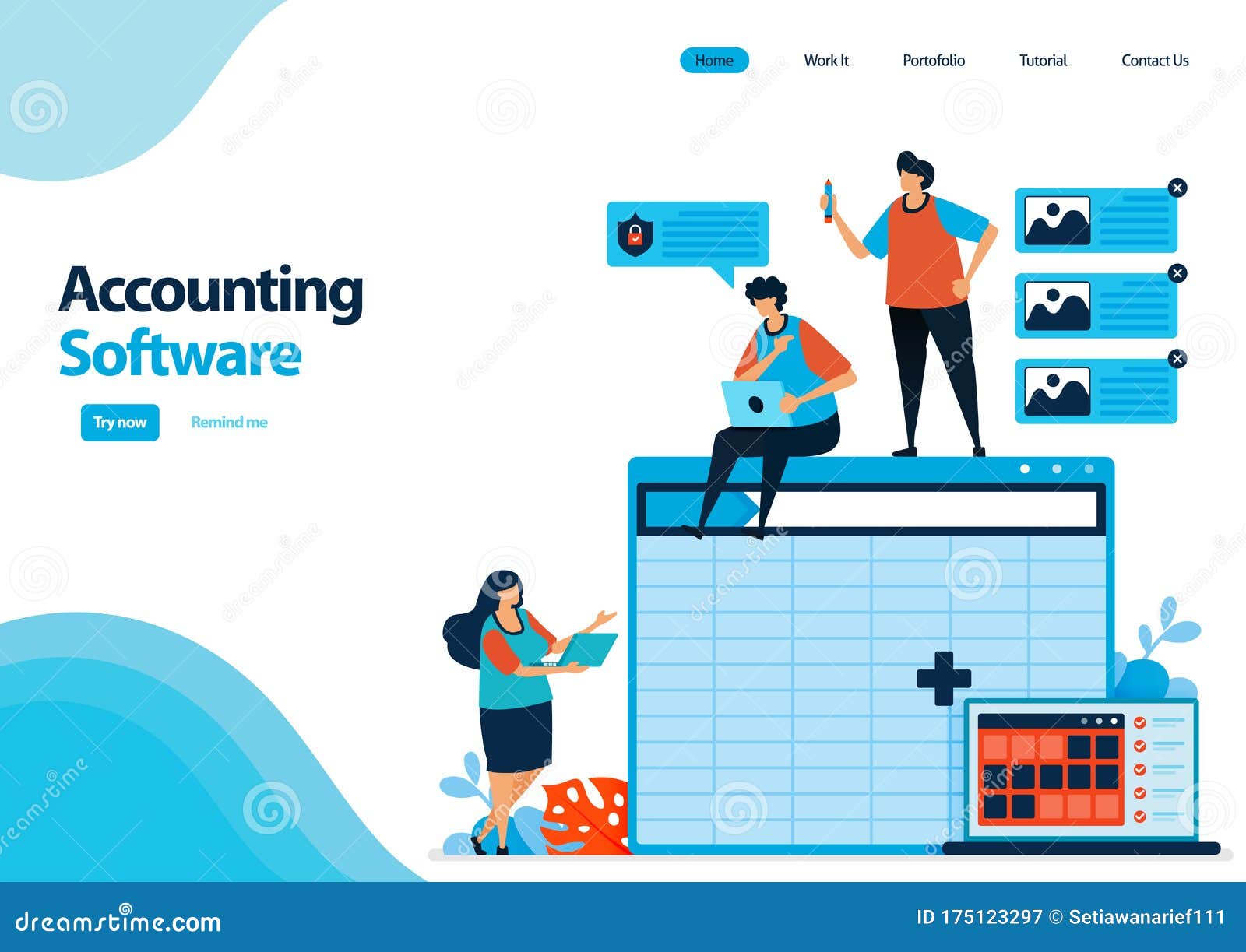 Landing Page Template of Accounting Software with a Worksheet To Making