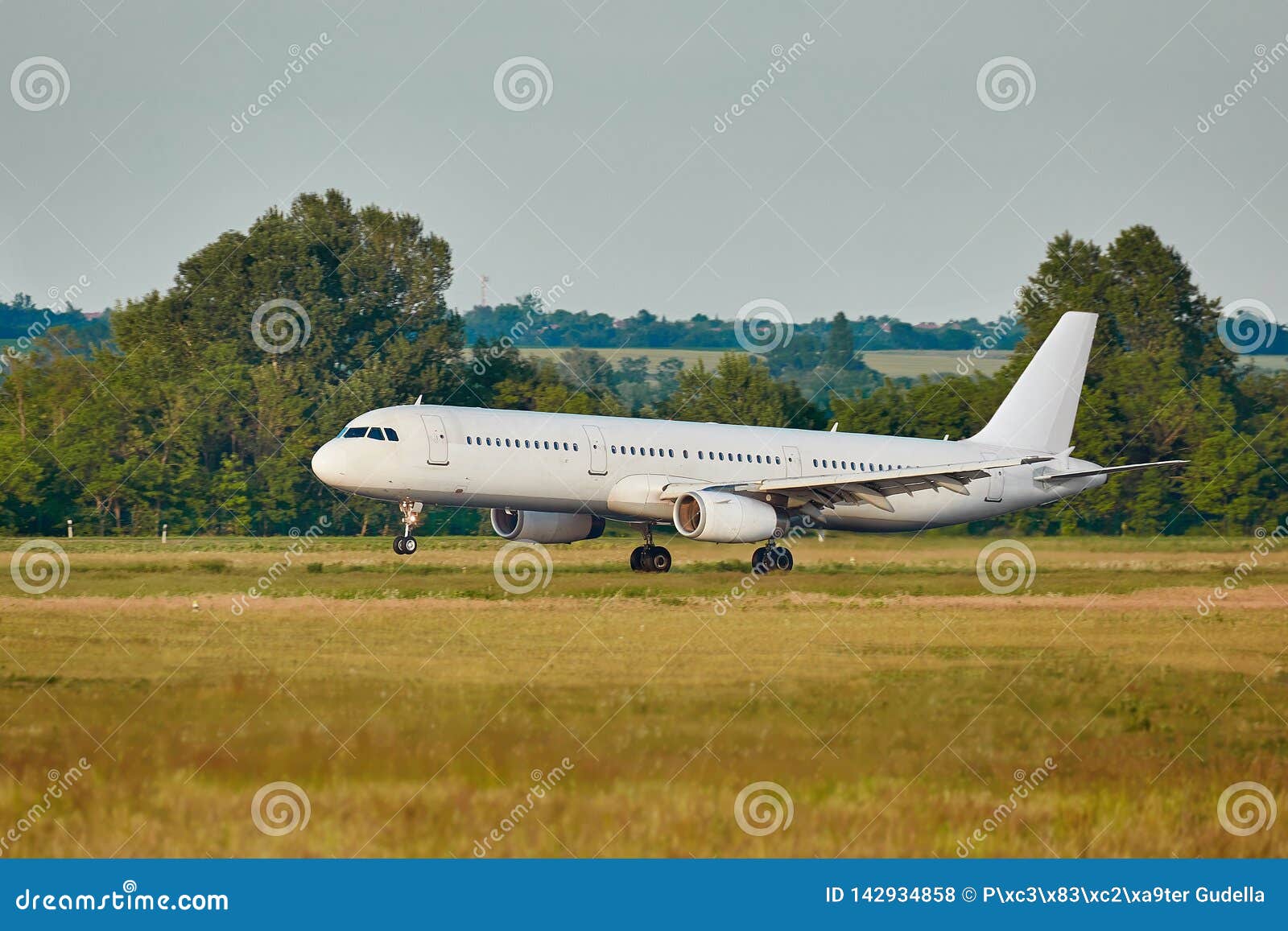 Plane landing on runway stock photo. Image of aircraft 142934858