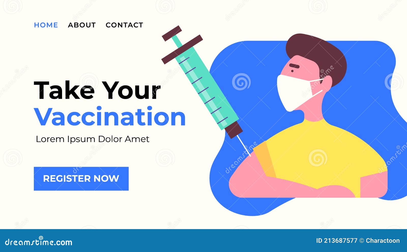 Landing Web Page Template of Vaccination Registration. Modern Flat ...