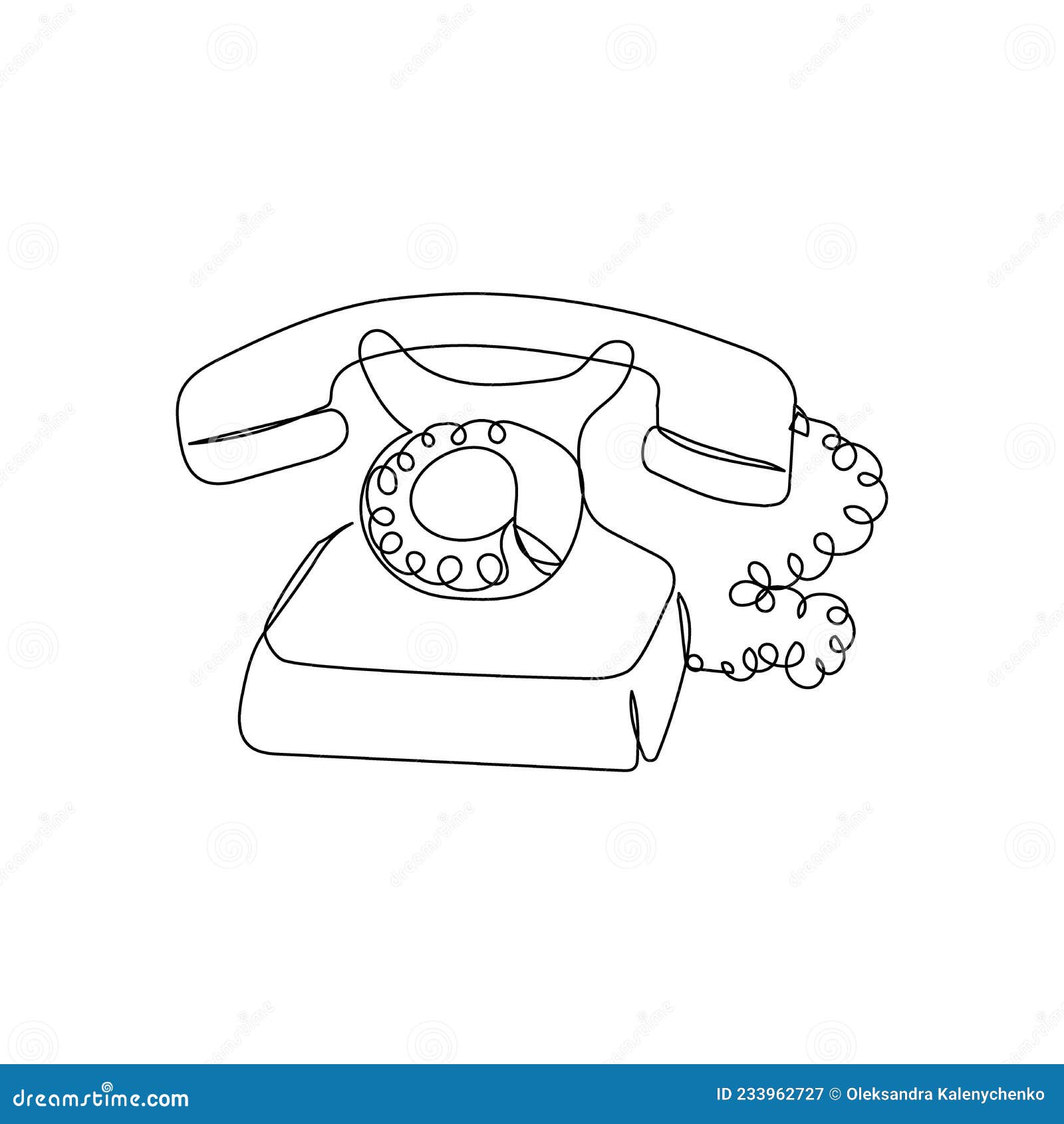 Landline Phone Continuous Line Drawing. One Line Art of Home Appliance