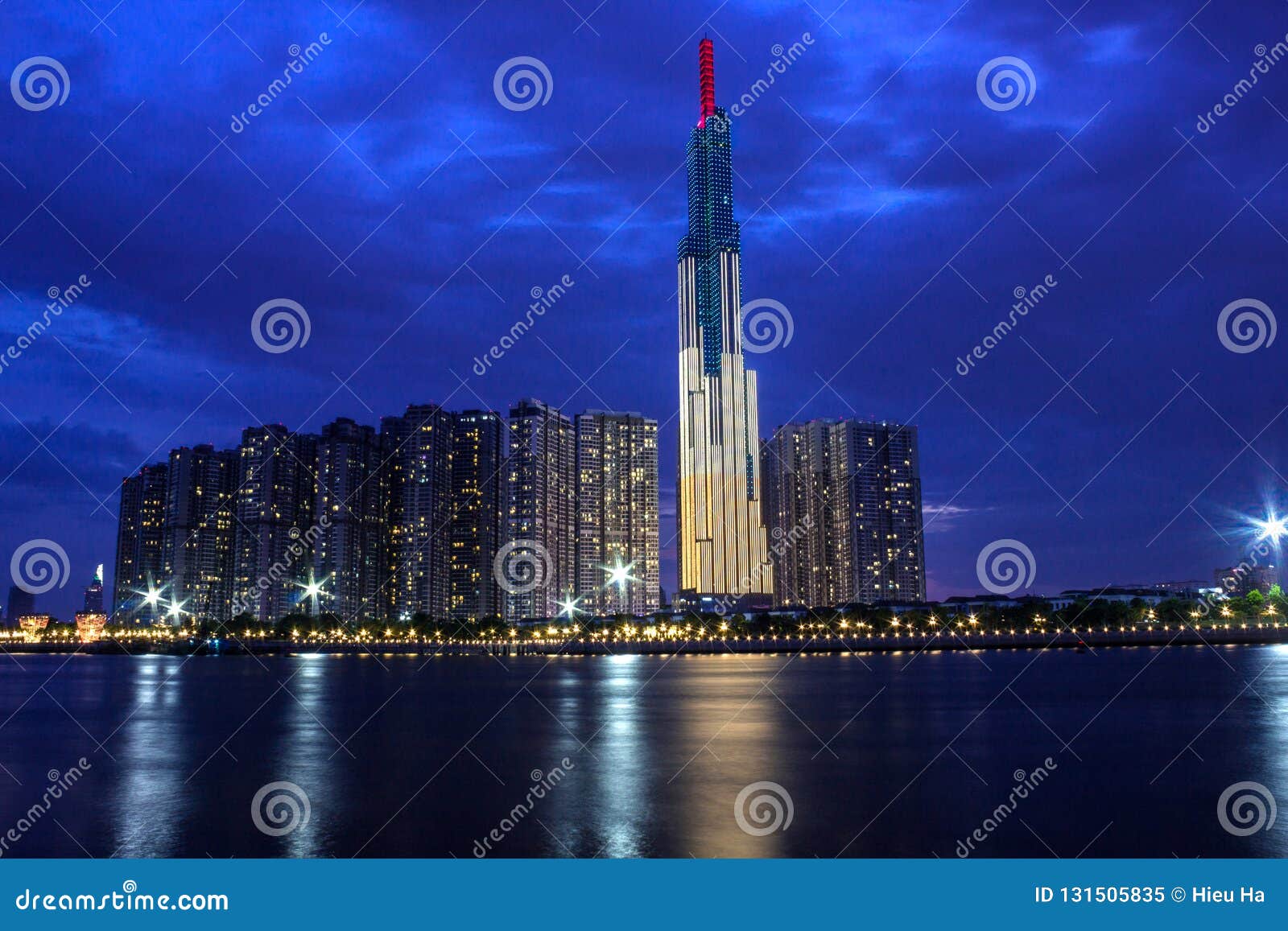 landmark 81 tower, the highest skyscraper in saigon in the evening