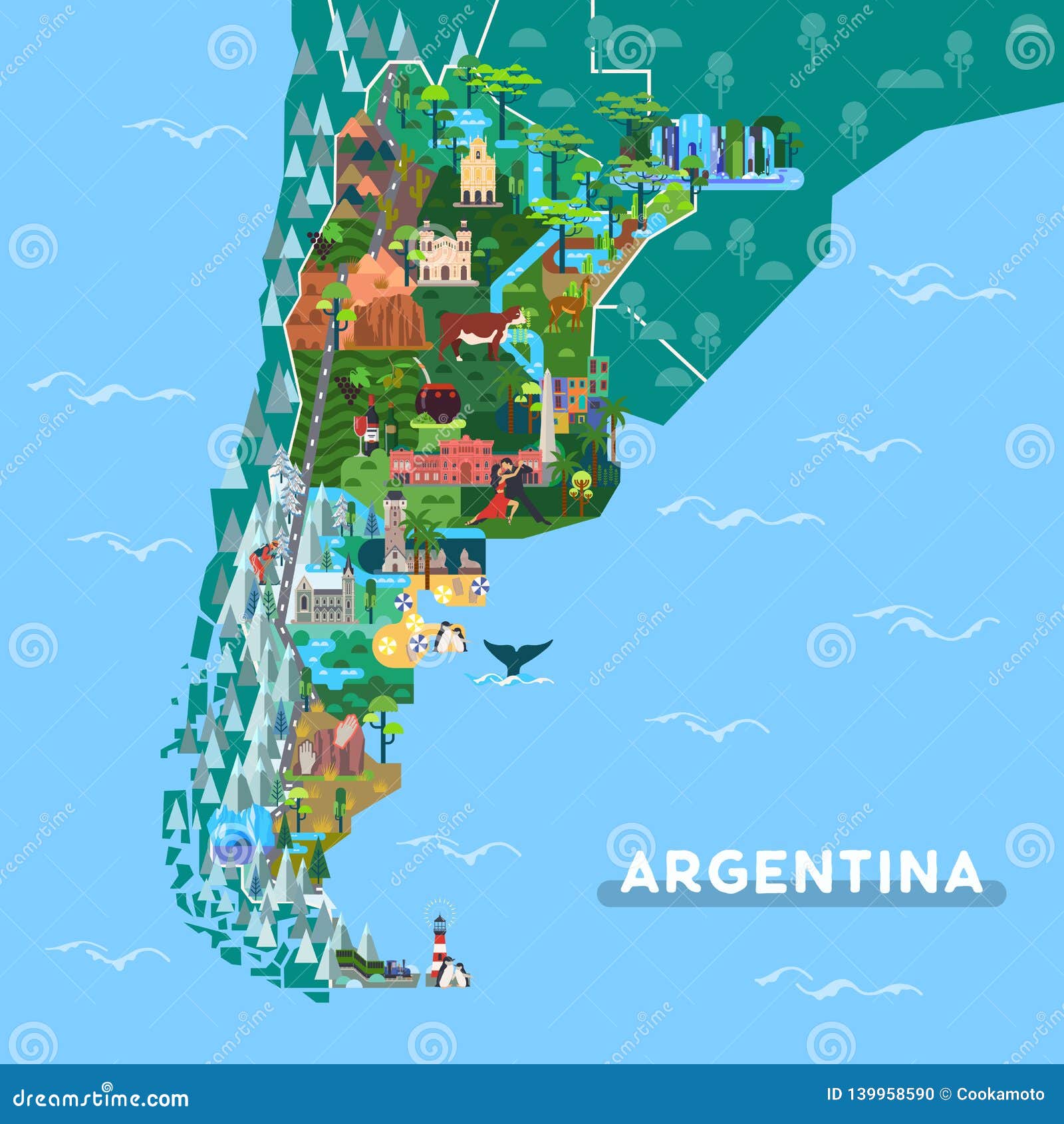 landmarks or sightseeing places on argentina map