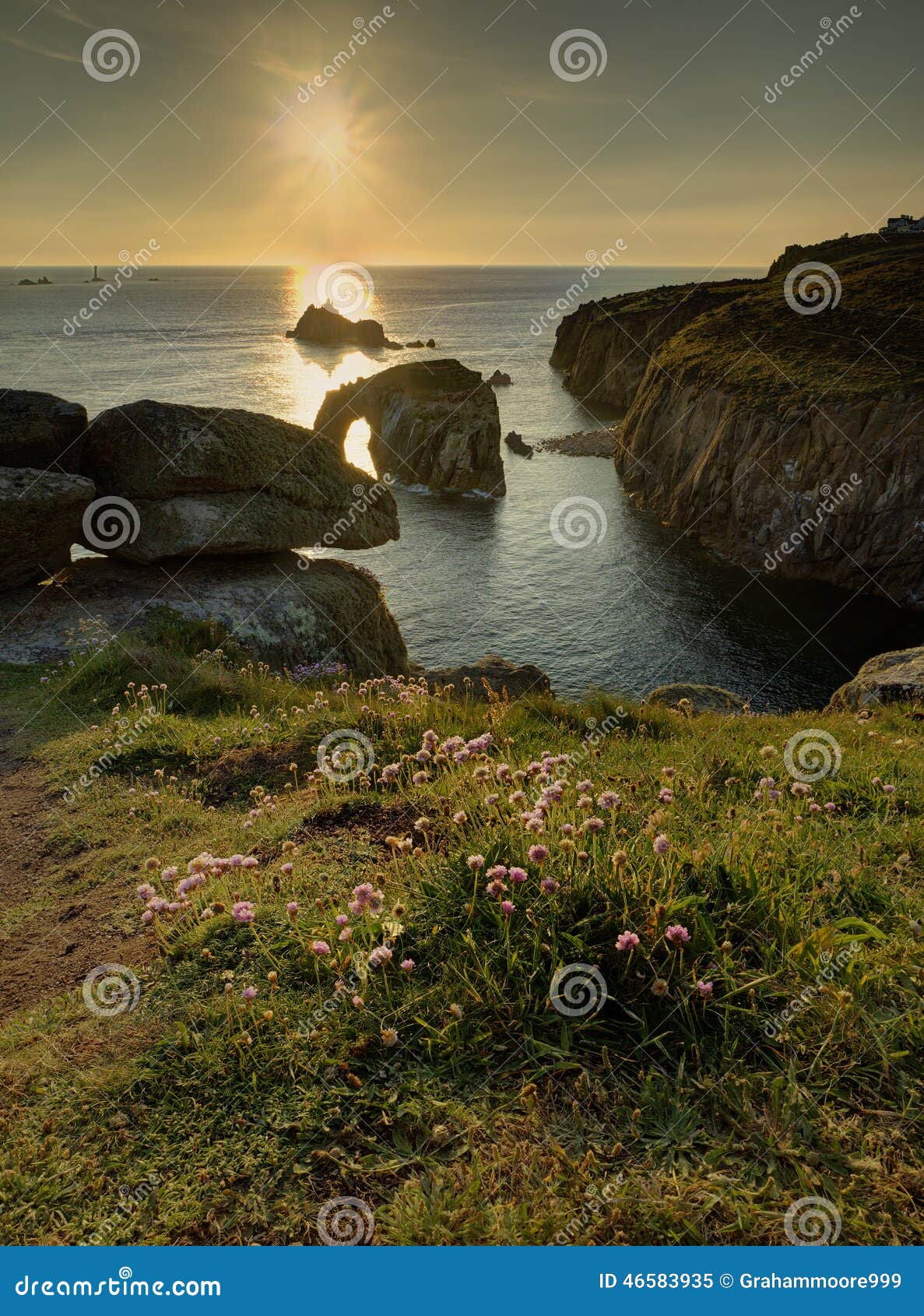Lands End sunset stock image. Image of people, armed 46583935