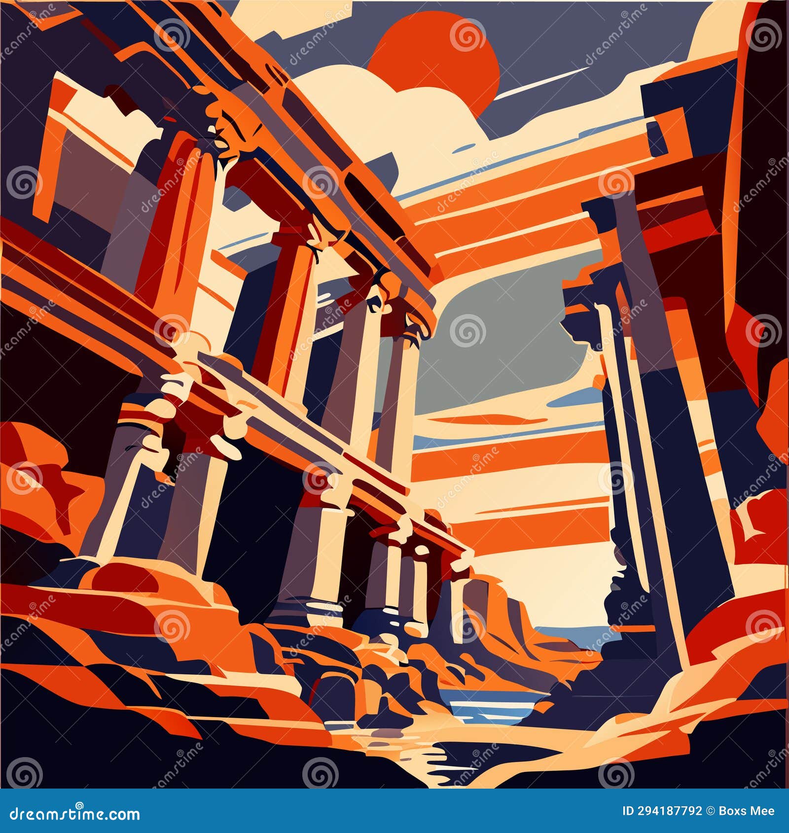 Landscape of the Ancient City of Aswan. Egypt. Vector AI Generated