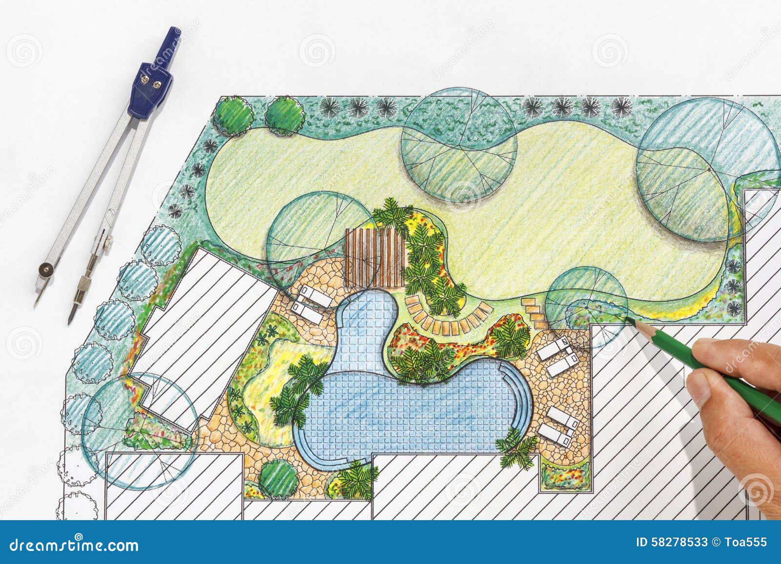 Landscape Architect Design Backyard Plan For Villa Stock Image Image Of Construction