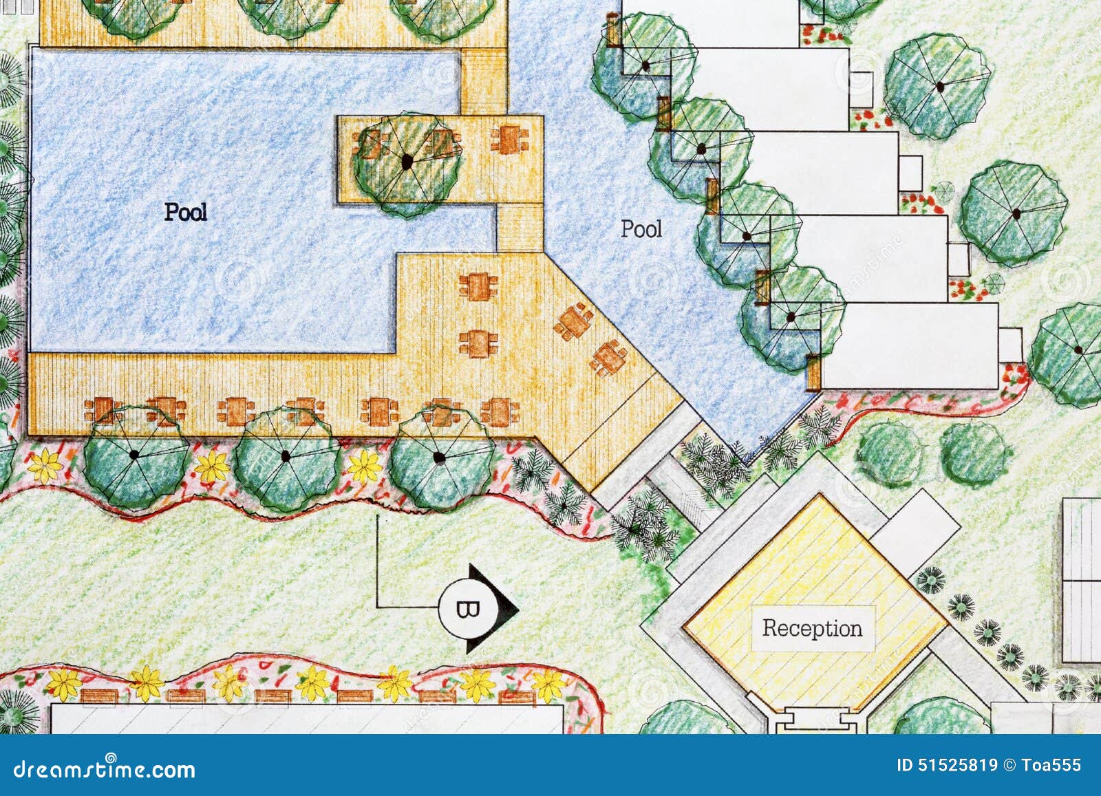 Landscape Architect Design Hotel Resort Plan Stock Image - Image of ...