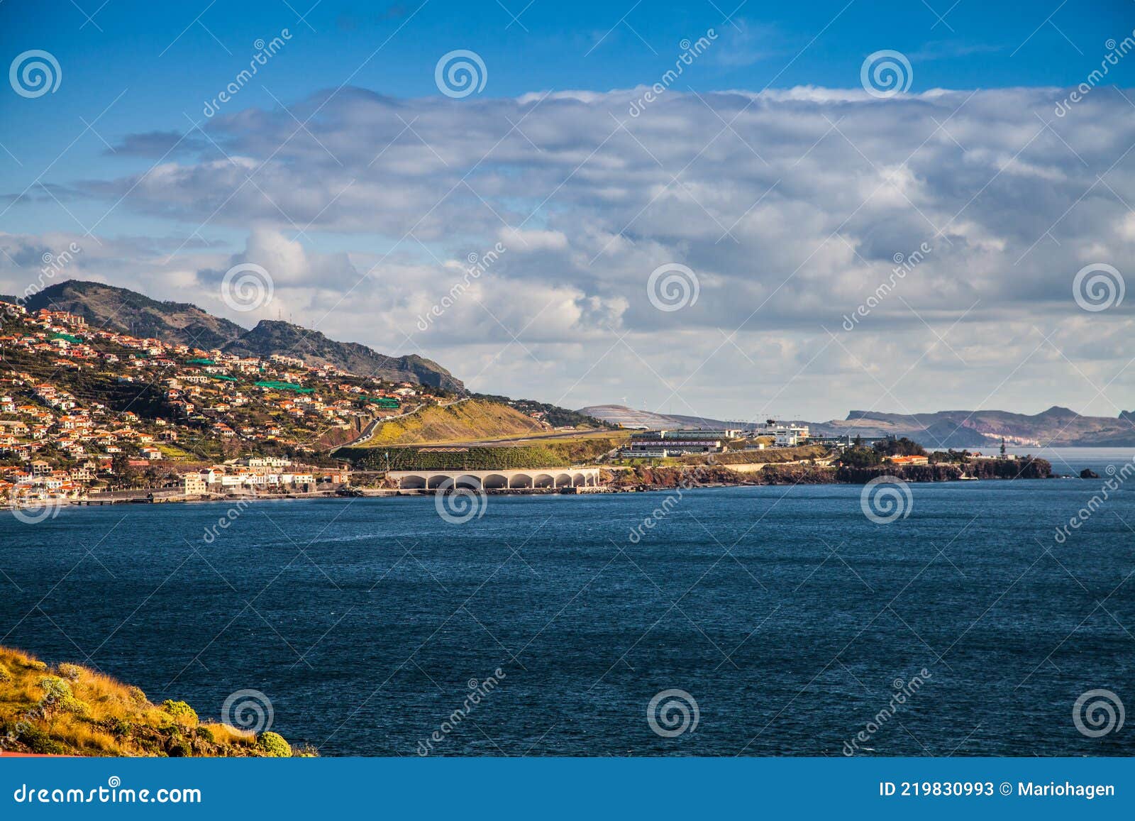 landscape around the famous and dangerous `cristiano ronaldo international airport`, as well the coastline of civil parish santa c
