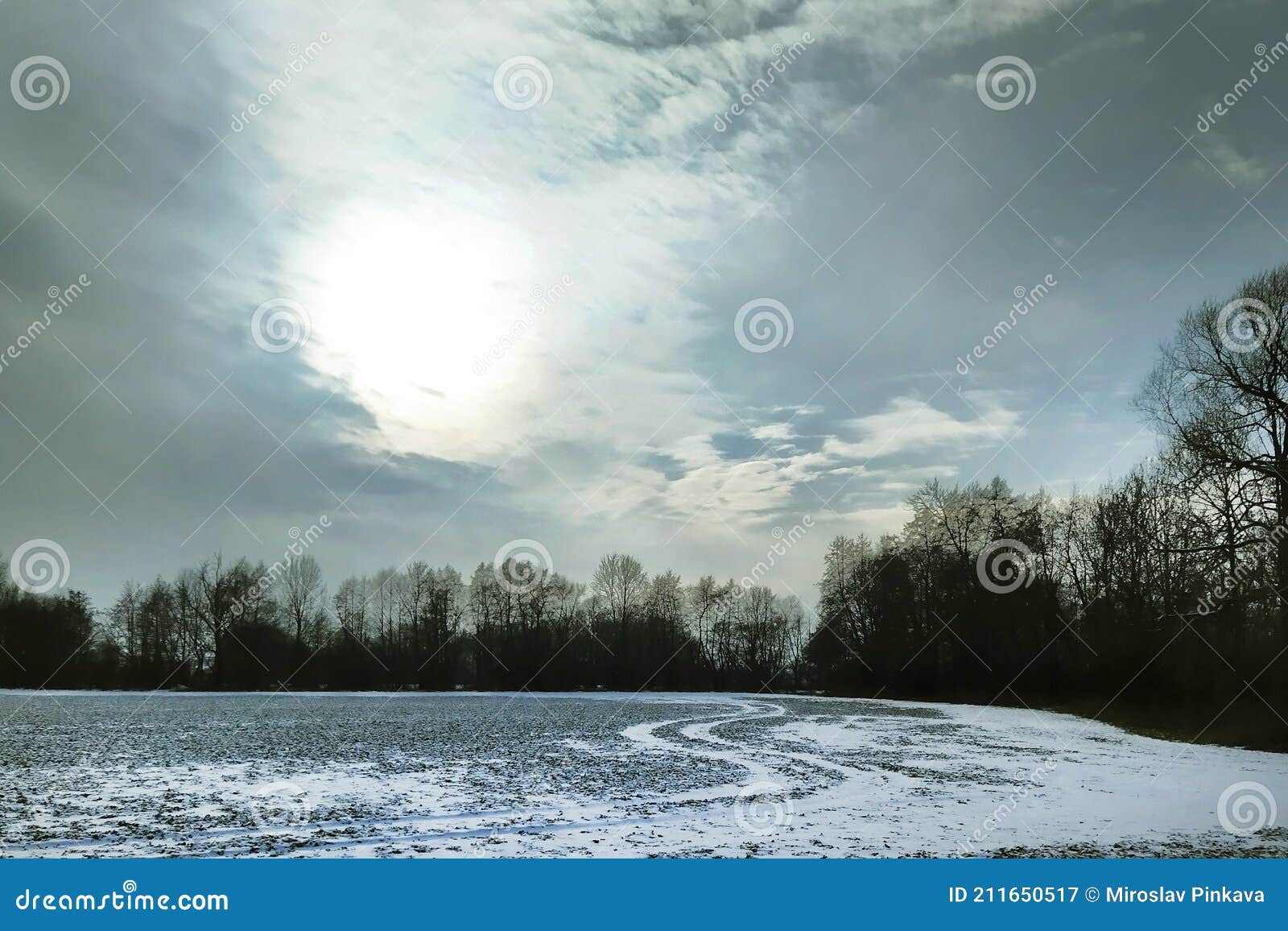 landscape around litovel in winter