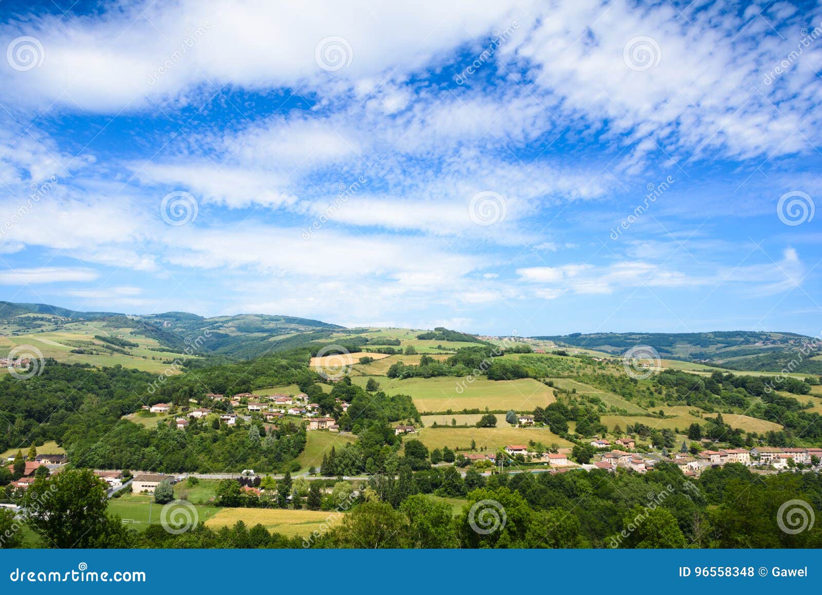 landscape around ternand and letra villages in beaujolais