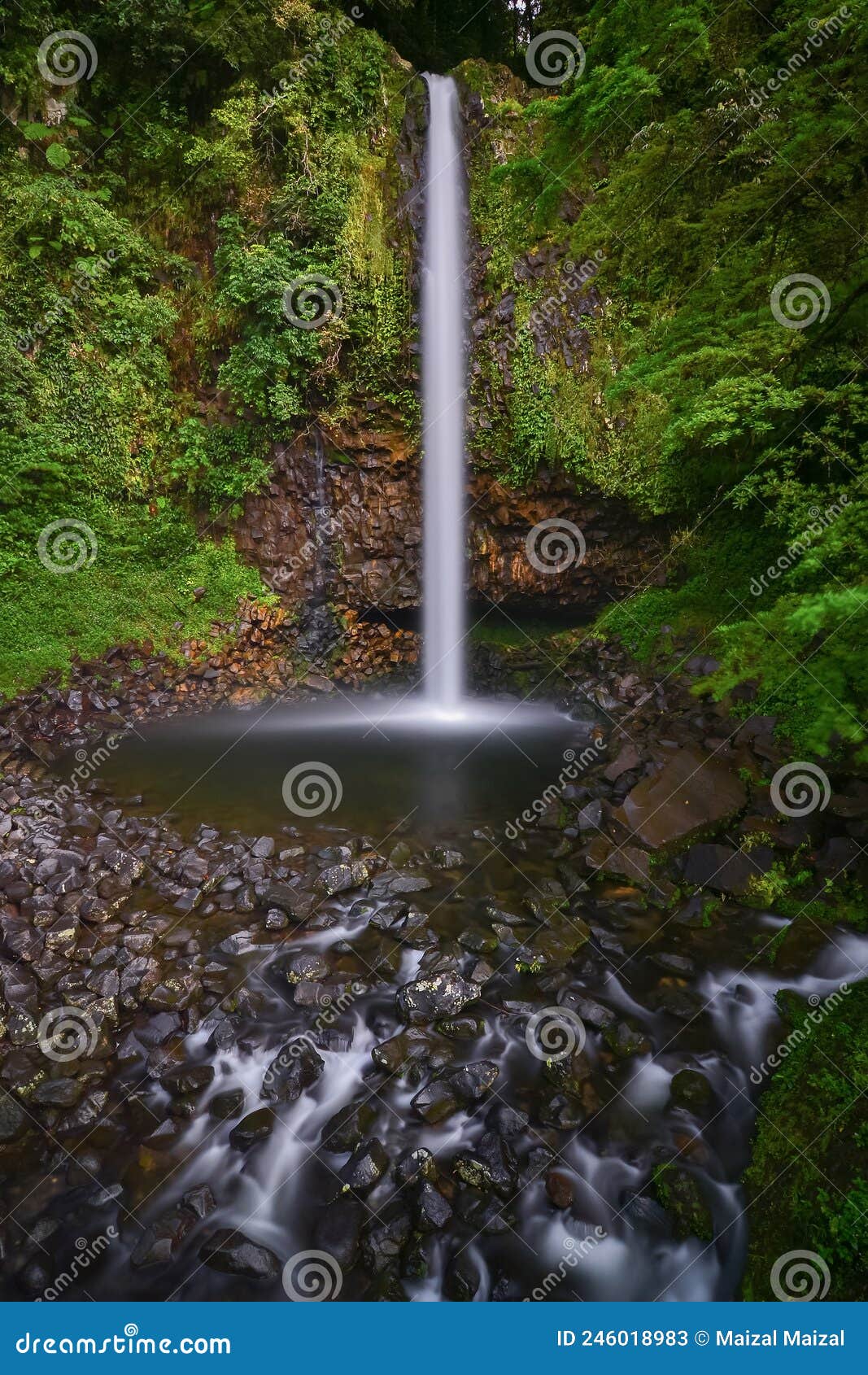 Beautiful Nature Waterfall In Deep Forest Stock Image Image Of