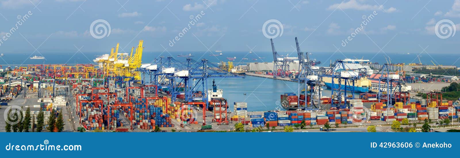 landscape from bird view of cargo ships