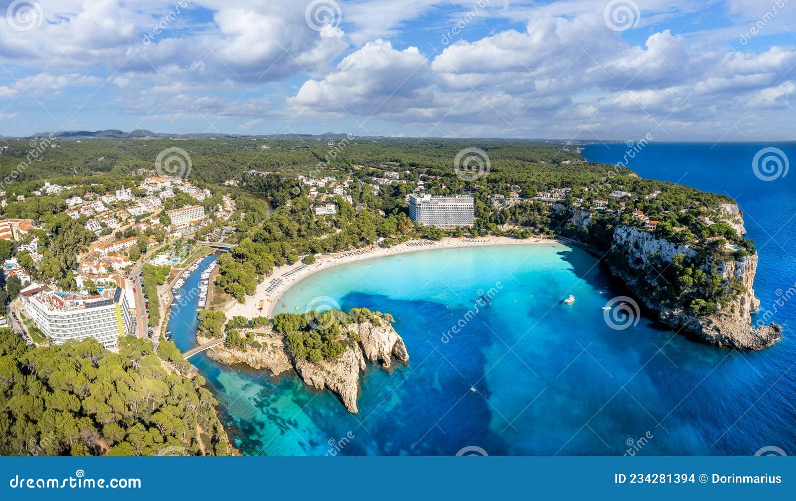 landscape with cala galdana beach, menorca island